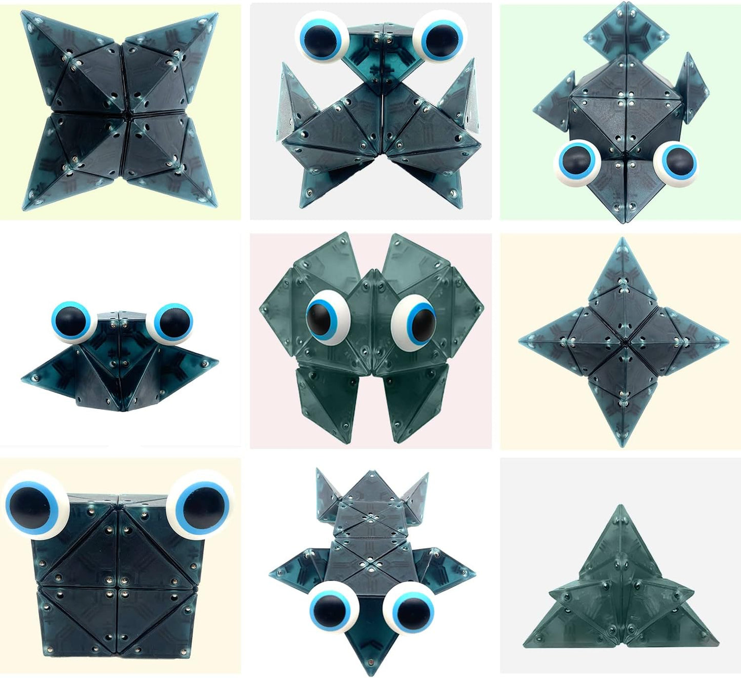 Magnetic Fidget Toys Desk Decor for Stress Relief, 22 Pcs Triangle Puzzle Magnet Fidget Balls Building Blocks for Teens & Adults, Girls, Boys (Dark Blue)