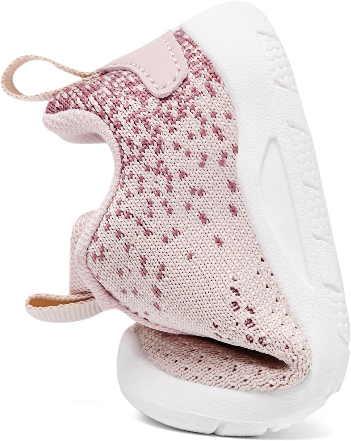 MORENDL Toddler Slip On Sneakers Baby Walking Shoes Non-Slip Breathable Unisex Pink Mesh Lace-Up Athletic Sneakers Infant Running Shoes