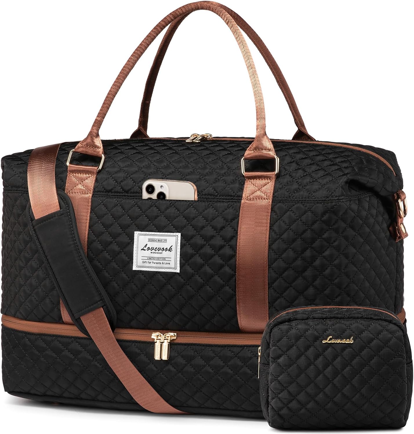 LOVEVOOK Travel Duffle Bag,Weekender Bags for Women with Shoe Compartment,Carry on Overnight Bag with Toiletry Bag,Gym Duffel Bag with Wet Pocket, Hospital Bags for Labor and Delivery