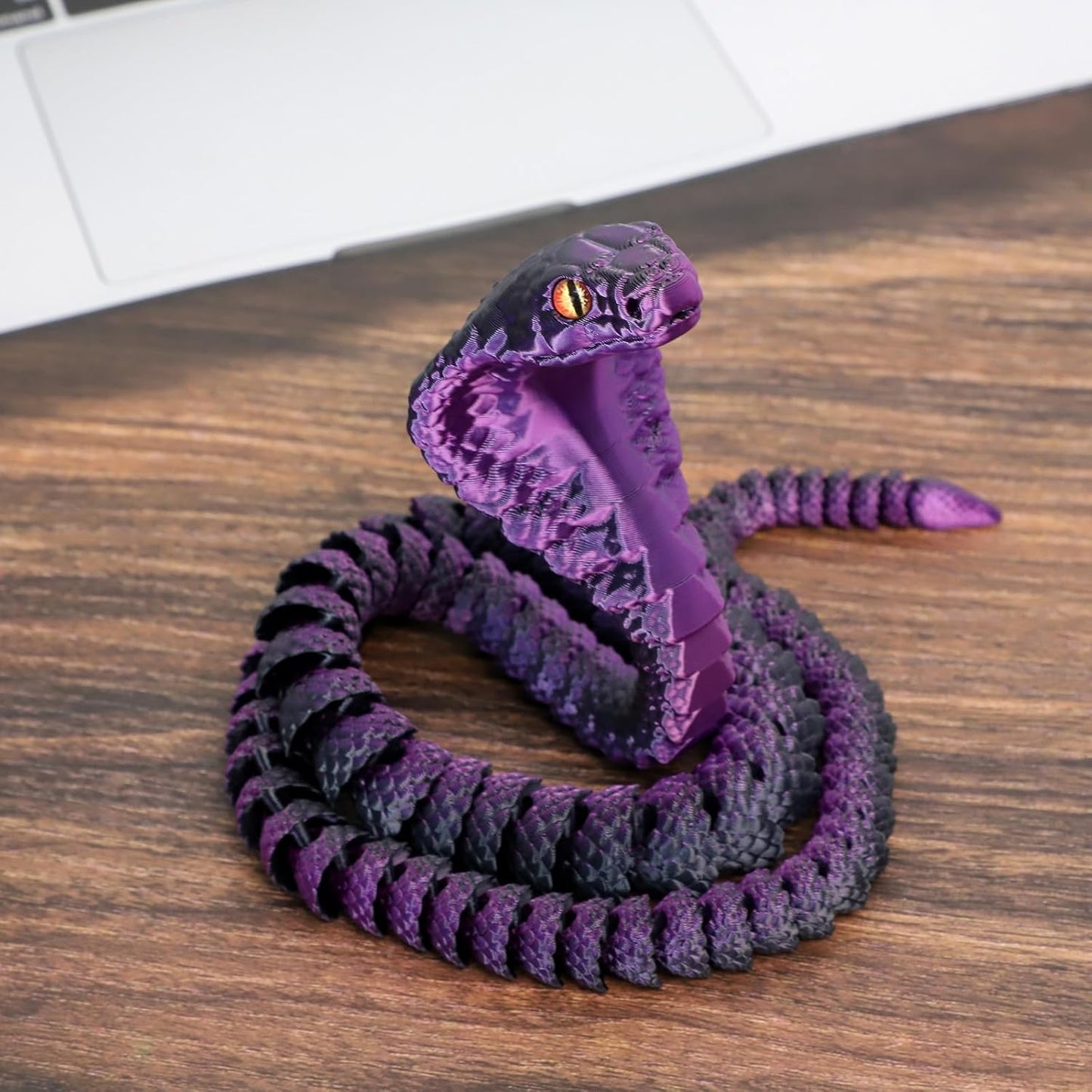 25" 3D Printed Snake, 3D Printed Fidget Animals,3D Crystal Snake Flexible Joints Home Decor Executive Desk Toys,Home Office Decor Executive Desk Toys for Autism/ADHD (Black (Black Purple)