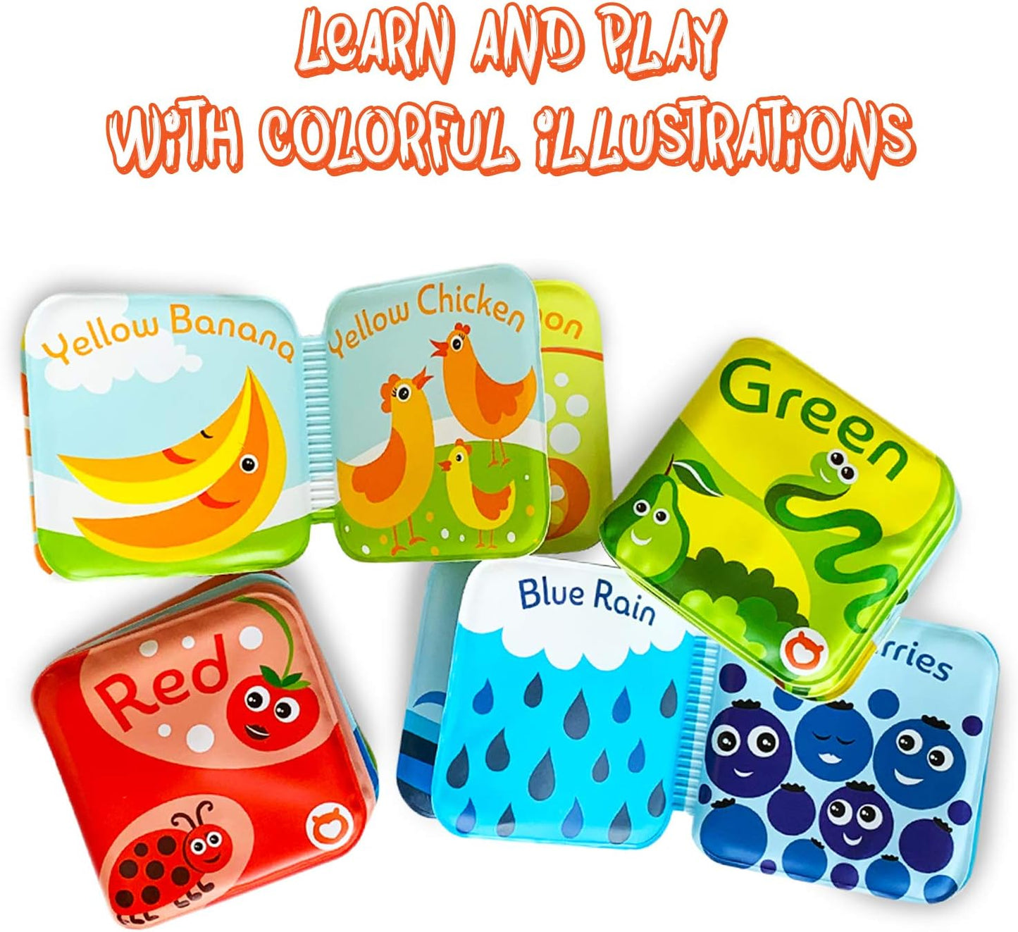 BabyBibi Floating Baby Bath Books for Baby. Kids Learning Bath Toys. Waterproof Bathtime Toys for Toddlers. Kids Educational Infant Bath Toys. (Set of 4: Color Recognition Bath Books)