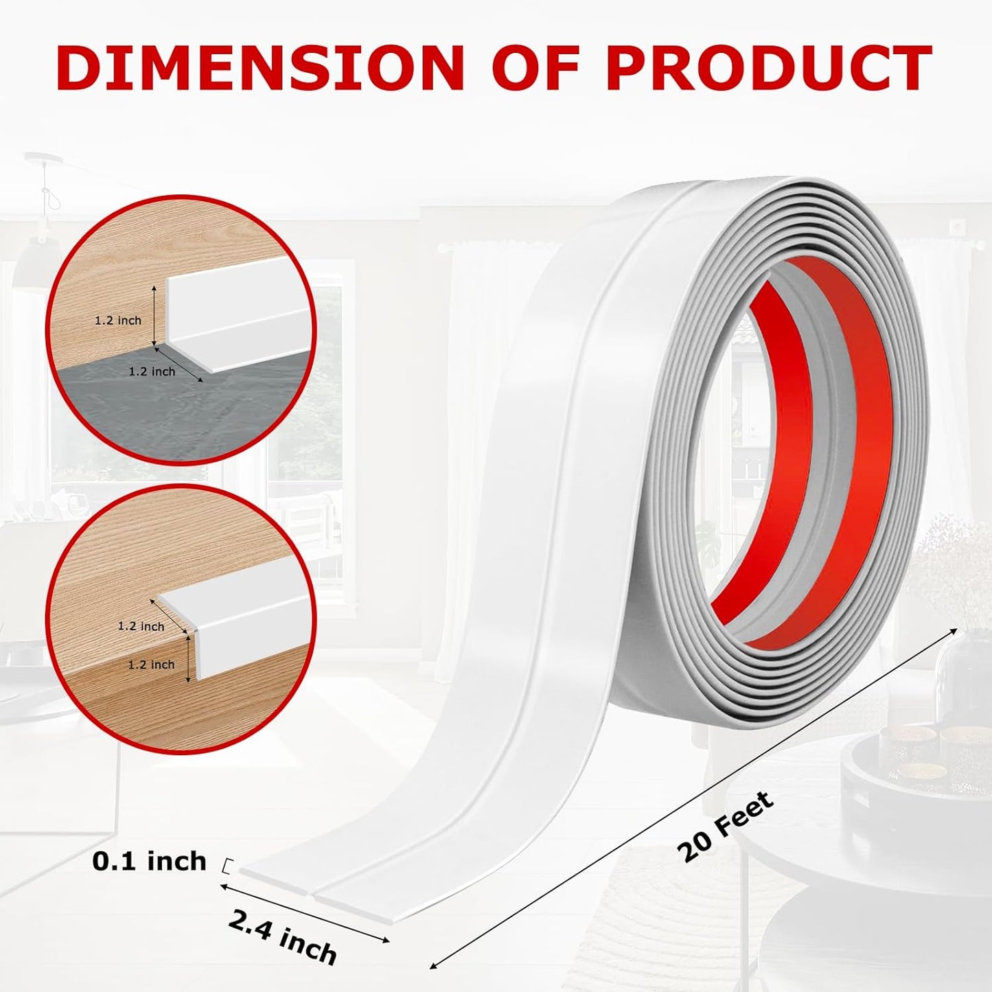 Flexible Wall Corner Protector Moulding Trim Peel and Stick Wall Corner Guards Edge Protector Self Adhesive Molding Trim Strip for Edge Ceiling (White, 2.4 in x 20 Ft)