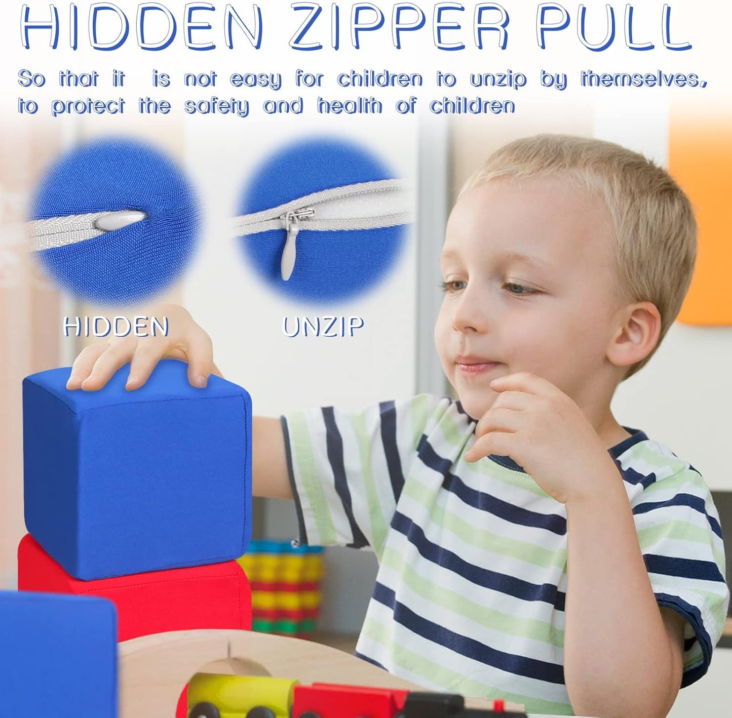 Toddler Foam Blocks, 16 PCS 5.5 inch Colourful Foam Soft Cubes for Kids, Stacking Block Sets Building Blocks Throwing Toys(Blue and Red)