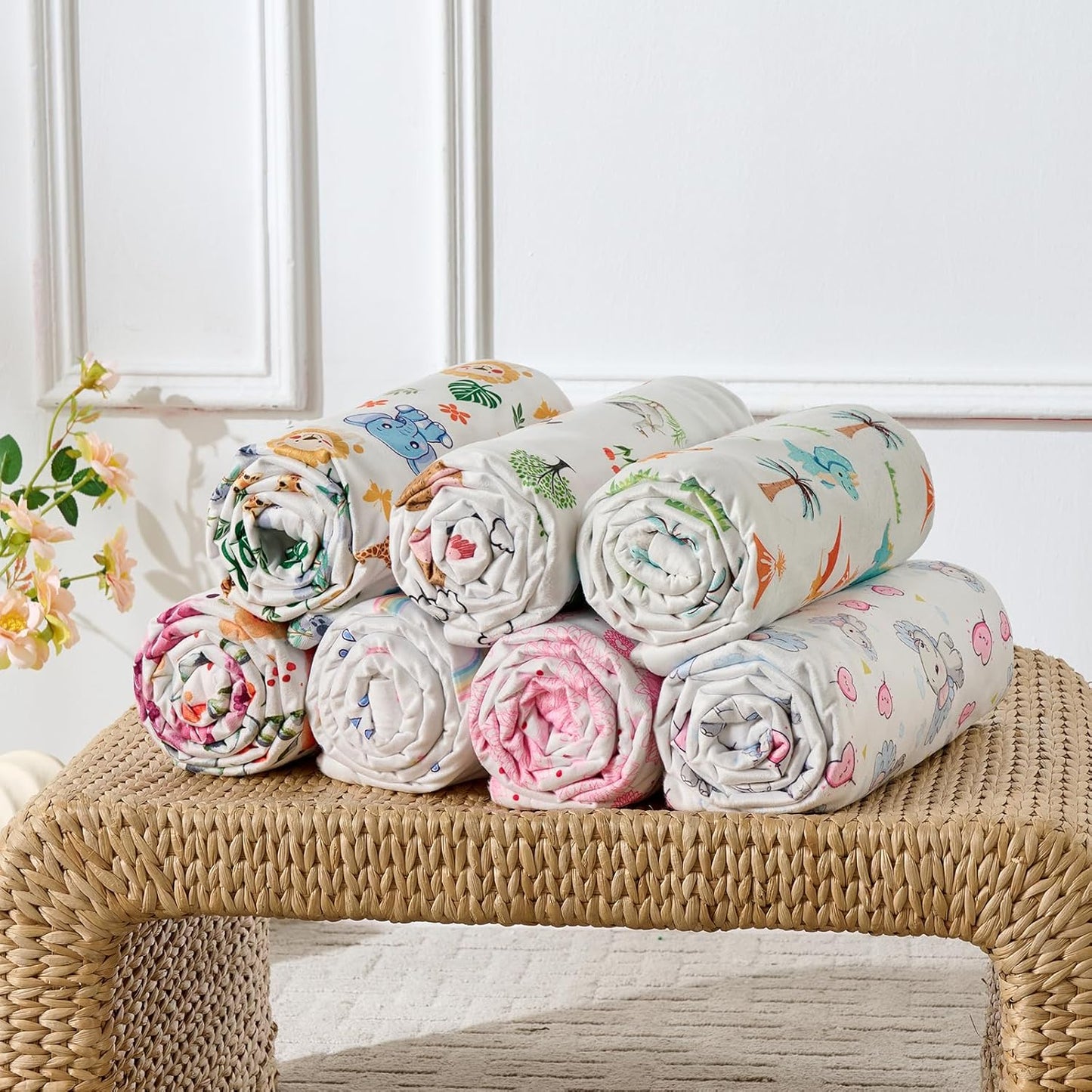 Baby Blanket 30x40 Inches Soft Double Layer Fleece Throw with Multicolor Dinosaur Gender Neutral Crib Blanket for Infant, Toddler, Newborn Baby Girl or Boy Shower Gift