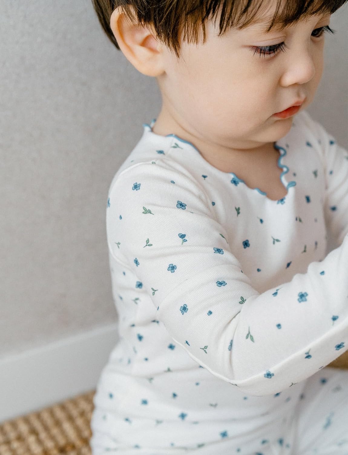 AVAUMA Baby Boy Girl Pajama Set 6M-7T Kids Cute Toddler Snug fit Flower Pattern Design Pjs Cotton Sleepwear Ruffled Shirring