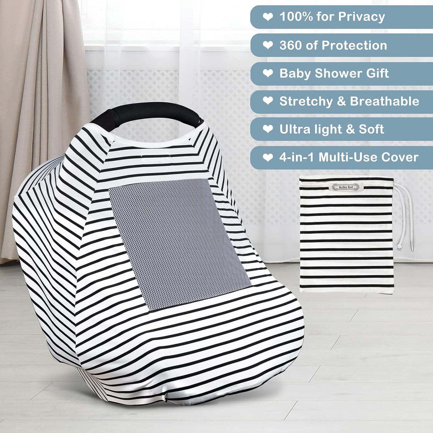 Baby Nursing Cover & Nursing Poncho - Multi Use Cover for Baby Car Seat Canopy, Shopping Cart Cover, Stroller Cover, 360° Full Privacy Breastfeeding Coverage, Baby Shower Gifts for Boy&Girl