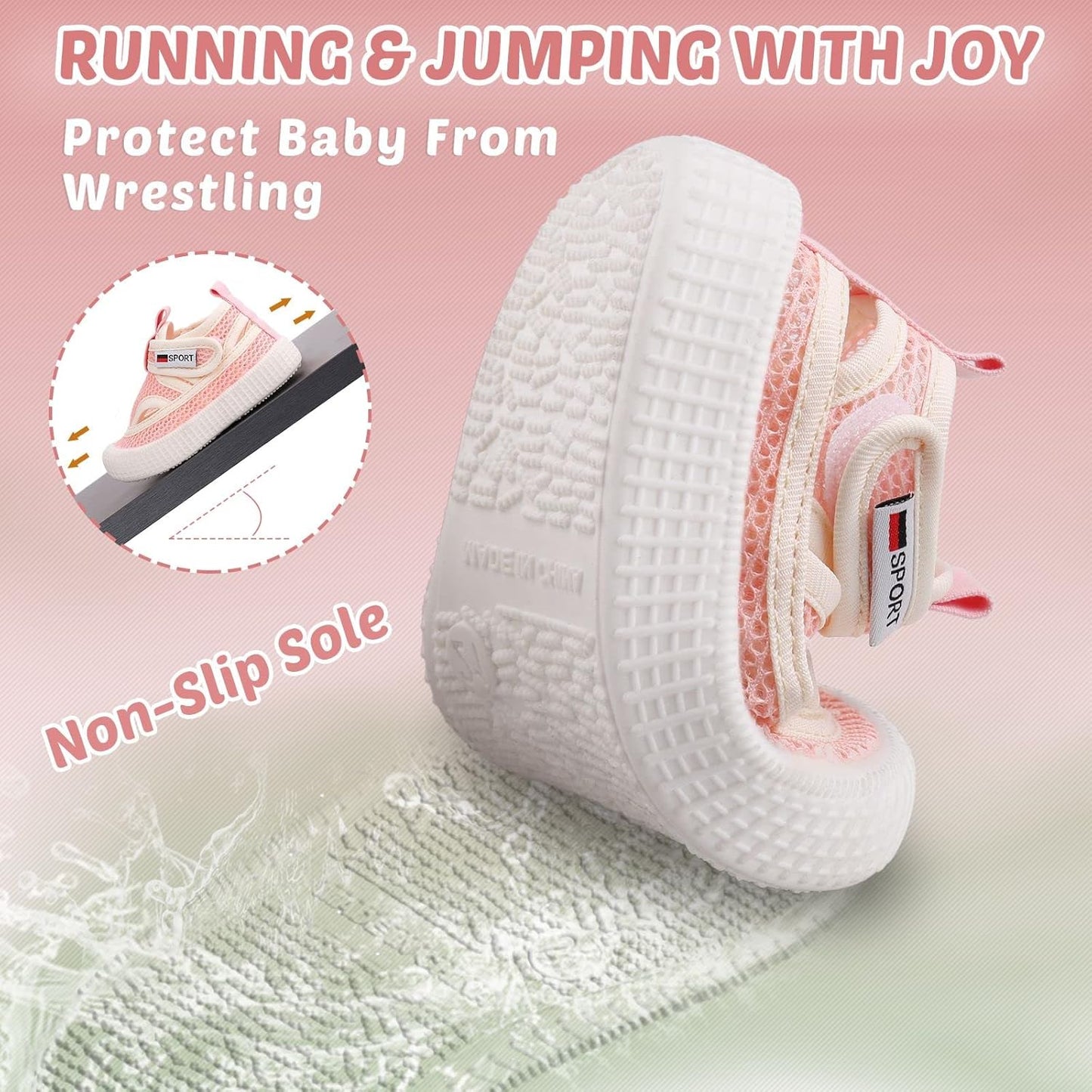 Baby Walking Shoes Toddler Girl Boy Soft Sole Breathable Mesh Slip on Summer Wide Shoes Infant Flexible Lightweight Non-Slip Safer Causal Tennis Shoes Toddler First Walkers Shoes Rubber Soles Outdoor