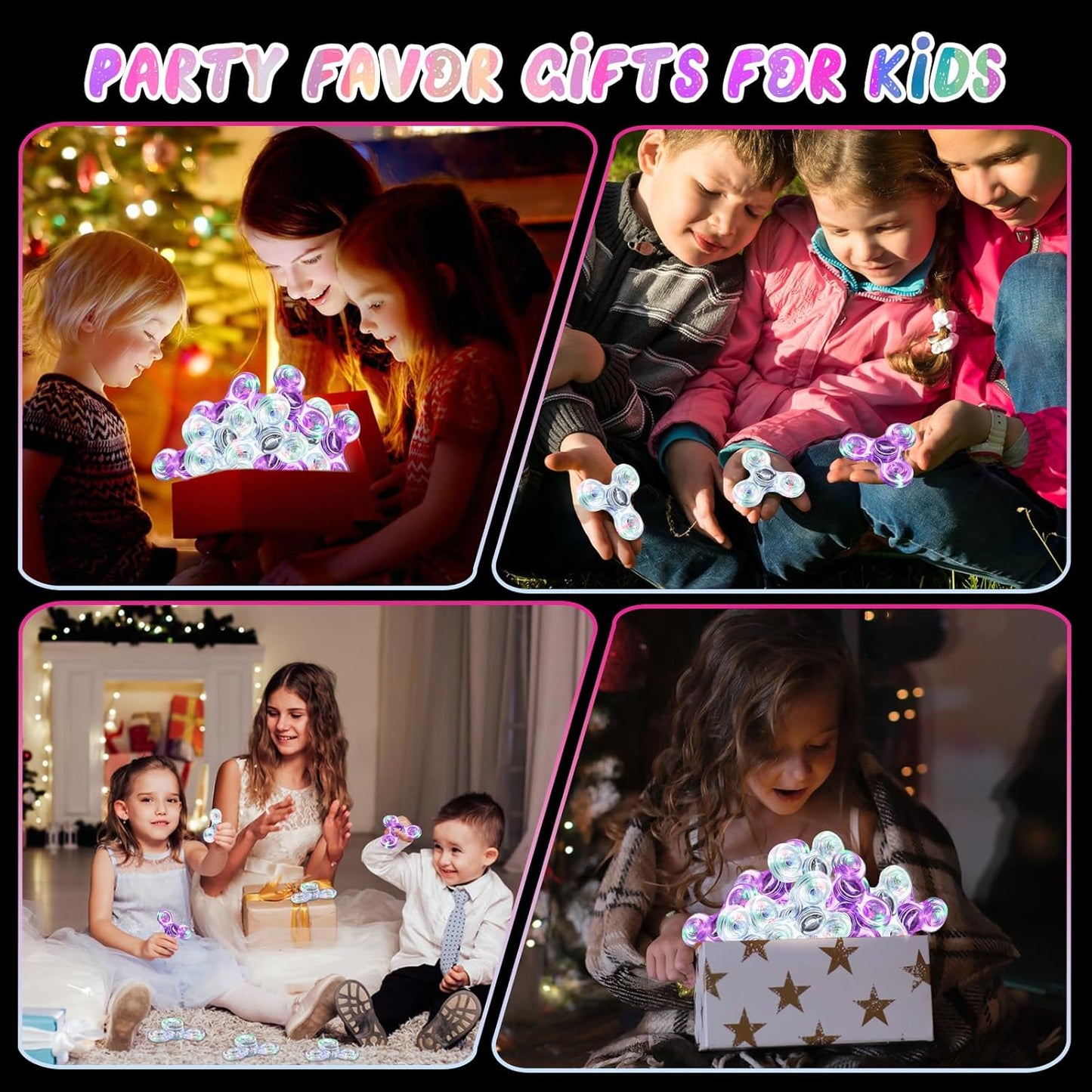 SCIONE 2Pack Fidget Spinners for Kids, LED Light up Sensory Fidget Toys for Kids Adults, Glow in The Dark Toys for Teens Boys Girls Halloween Classroom Prizes, ADHD Stress Anxiety Relief Fidgets