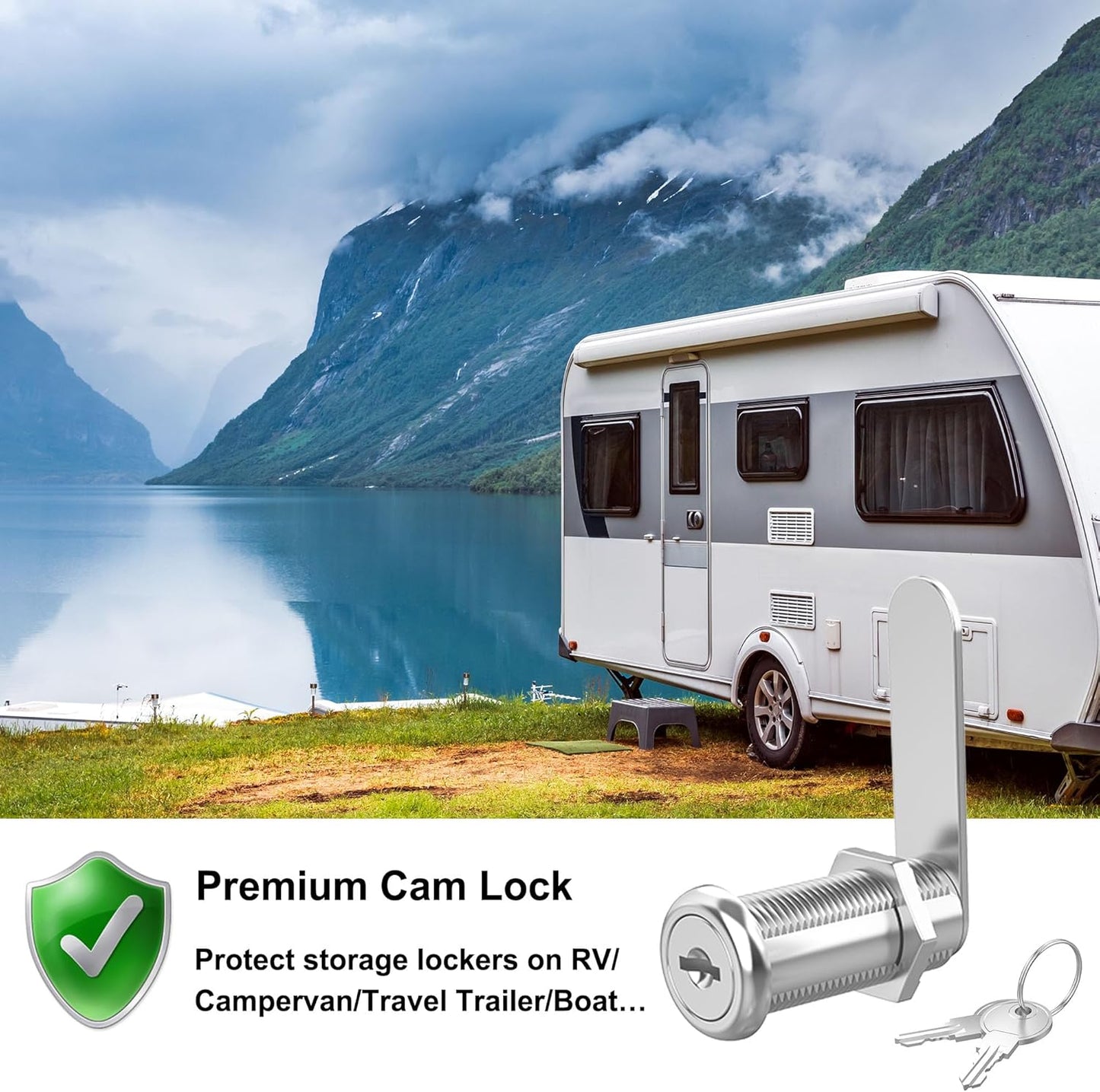 3 Pcs Cabinet Locks with Keys, 1-3/8'' Cam Lock Keyed Alike Fit 1-1/8'' Max Panel, Mailbox Lock with Keys Secure Drawer RV Storage Locks, Zinc Alloy