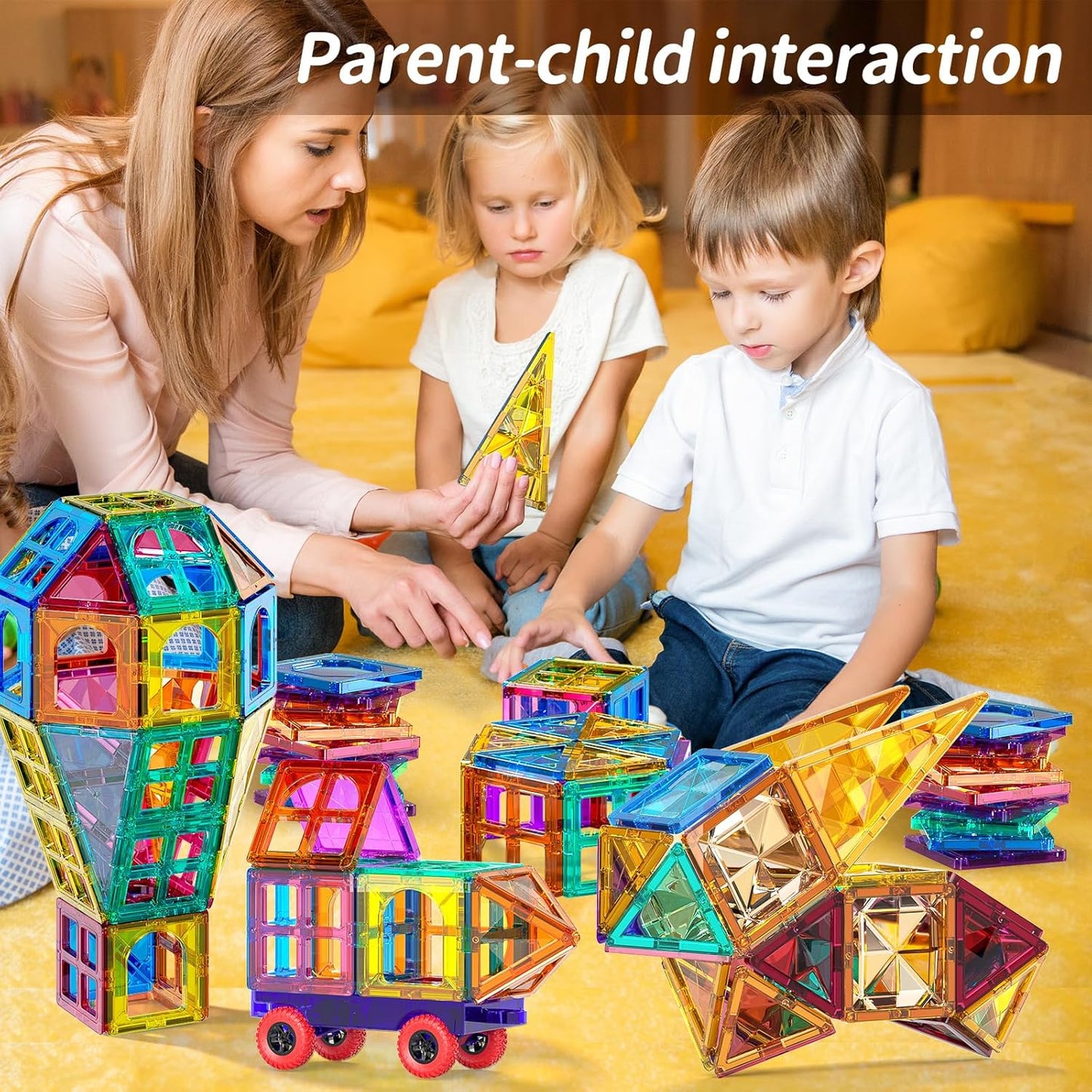 TEMI Magnetic Tiles,Building Blocks, Magnets Building Set, Learning and Education Toys Christmas Toy Gift for Ages 3 4 5 6 7 8+ Year Old Toddler Kids Boys and Girls (Magnetic Tiles-150pcs)