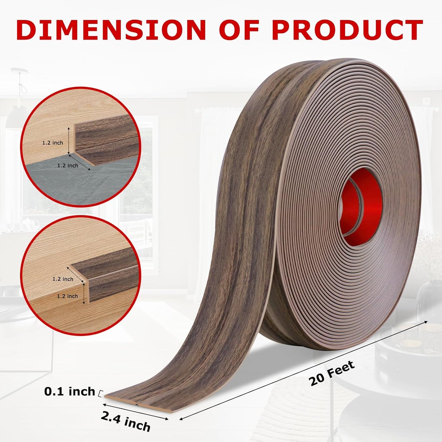 Flexible Wall Corner Protector Moulding Trim Peel and Stick Wall Corner Guards Edge Protector Self Adhesive Molding Trim Strip for Edge Ceiling (Smoked Brown Wood Grain, 2.4 in x 20 Ft)