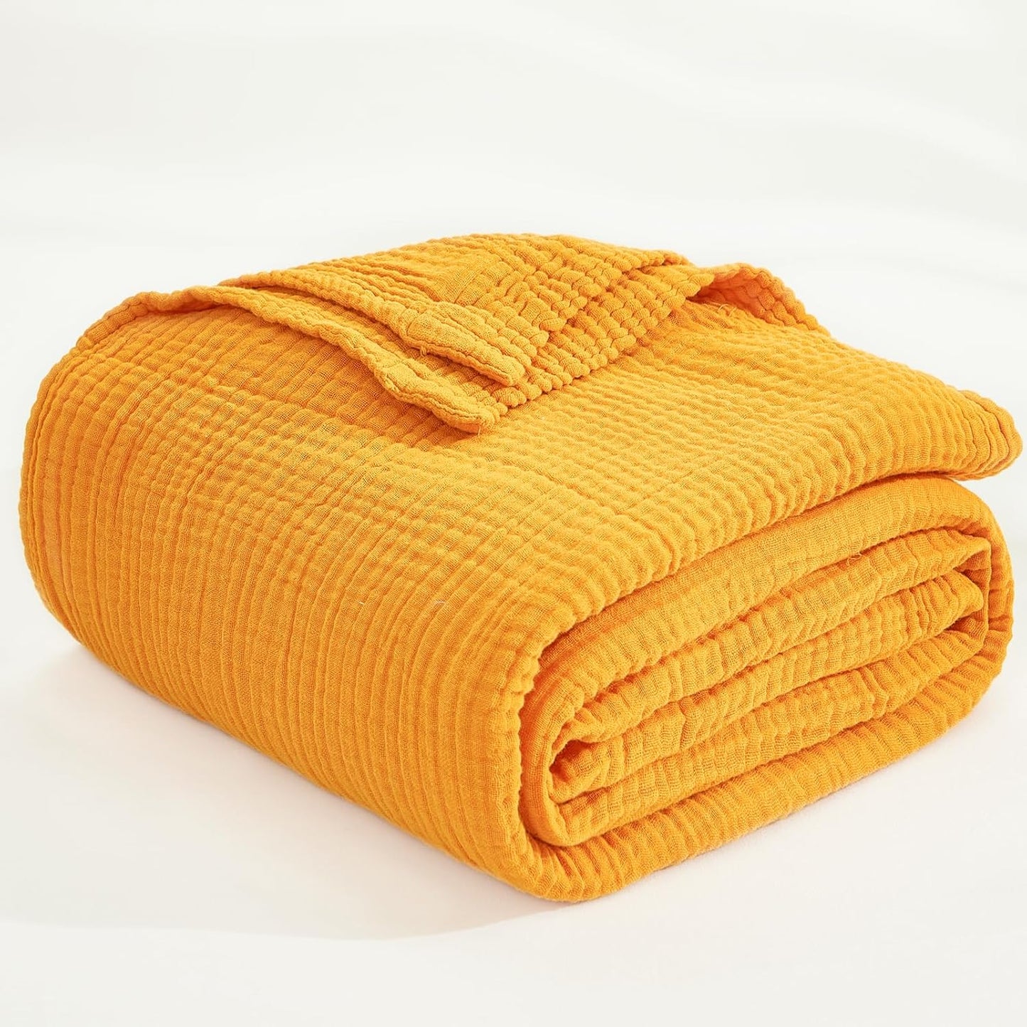 EMME Muslin Baby Blankets 100% Cotton 4-Layer Swaddle 40"x50" Lightweight Soft Breathable for Toddler, Infant, Newborn All Season Gauze Blanket, Mustard Yellow