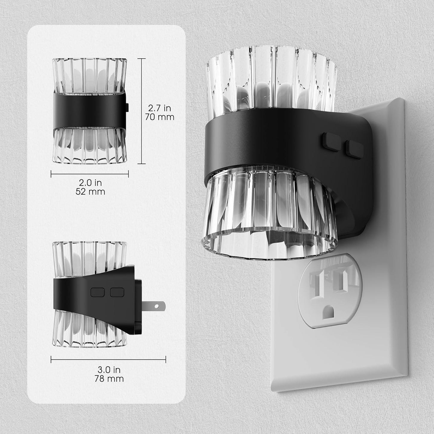 Night Light, Night Lights Plug into Wall, LED Clear Night Light for Kids, Adjustable Brightness NightLights with Dusk to Dawn Sensor for Bedroom Bathroom, 3000K/4000k/5000K, 2 Pack