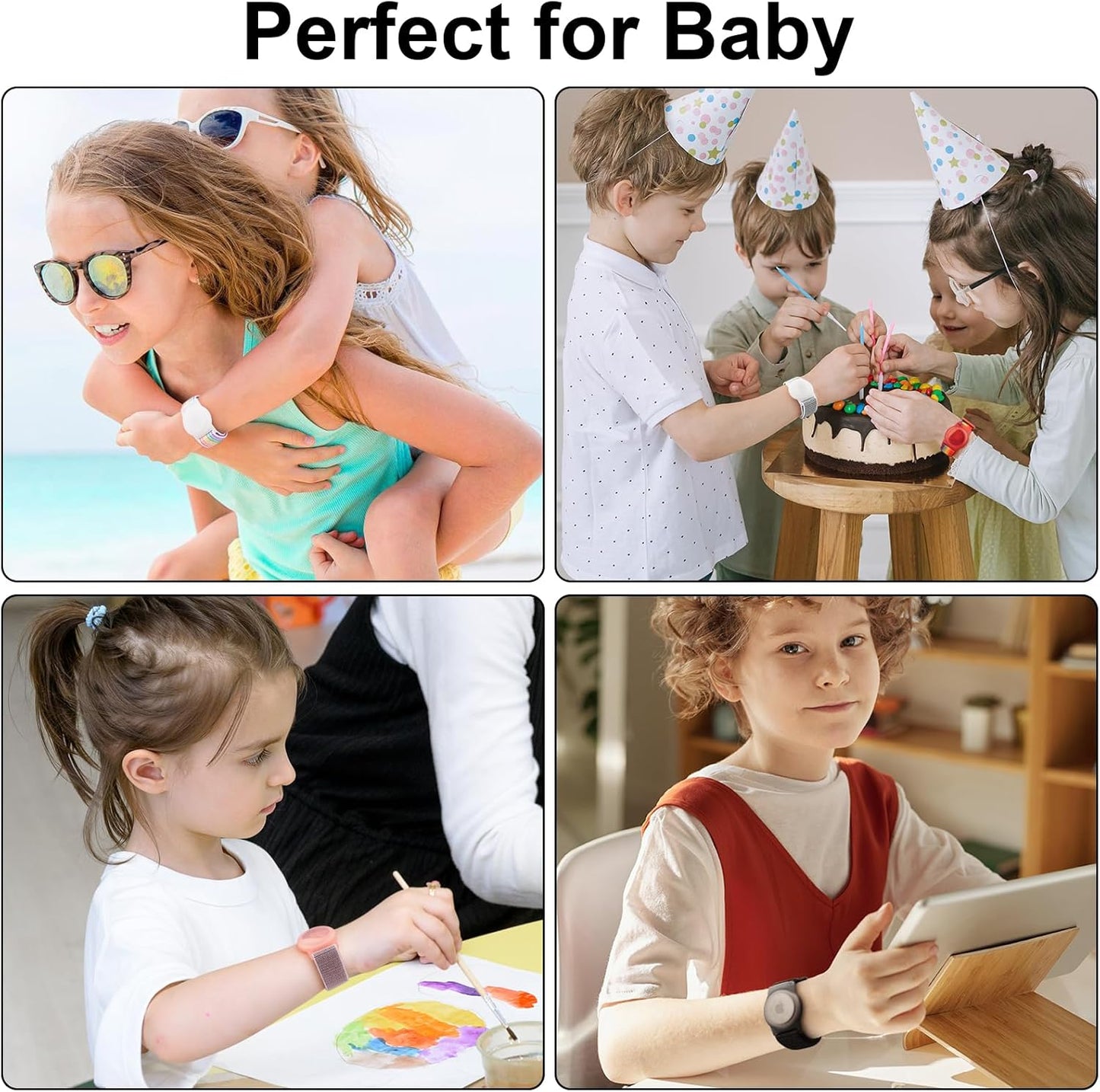 Vancle Kids Wristband for Apple AirTag, Protective Case for Air Tag GPS Tracker Holder with Nylon Bracelet, Adjustable Anti Lost Watch Band for Toddler Baby Children Elders