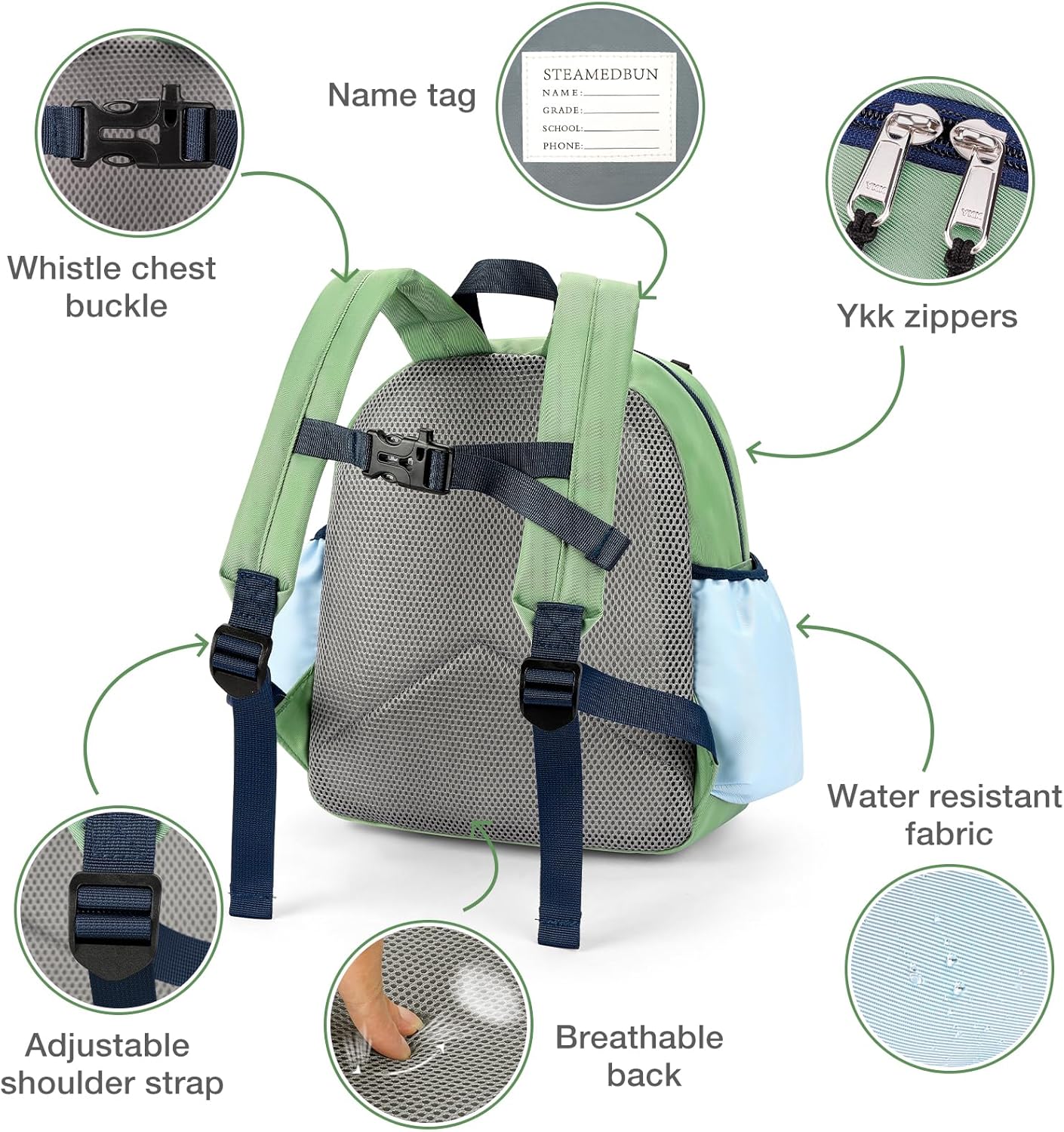 STEAMEDBUN Toddler Backpack for Boys 2-4: Kids Backpack Boys Girls - Preschool Kindergarten Daycare Backpacks - 12 inch