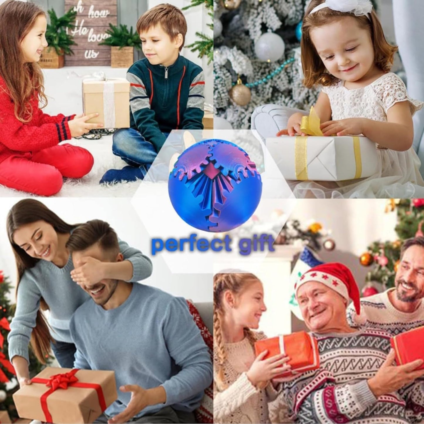 Gear Sphere, Gear Ball 3D Printed Gear Ball Spin Ball OR Cube Fidget Toy, Gear Ball Fidget Toy, Gear Sphere Desk Toy, Fidget Ball for Stress and Anxiety Relaxing, Into Any Shape You Want