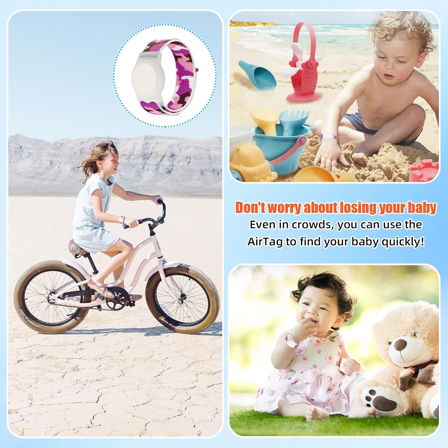 Compatible with Apple AirTag Bracelet for Kids, Camo Nylon Air Tag Wristband, Protective Case for Airtag GPS Tracker Holder, Adjustable Anti Lost Watch Band for Toddler Child Elder (Purple)