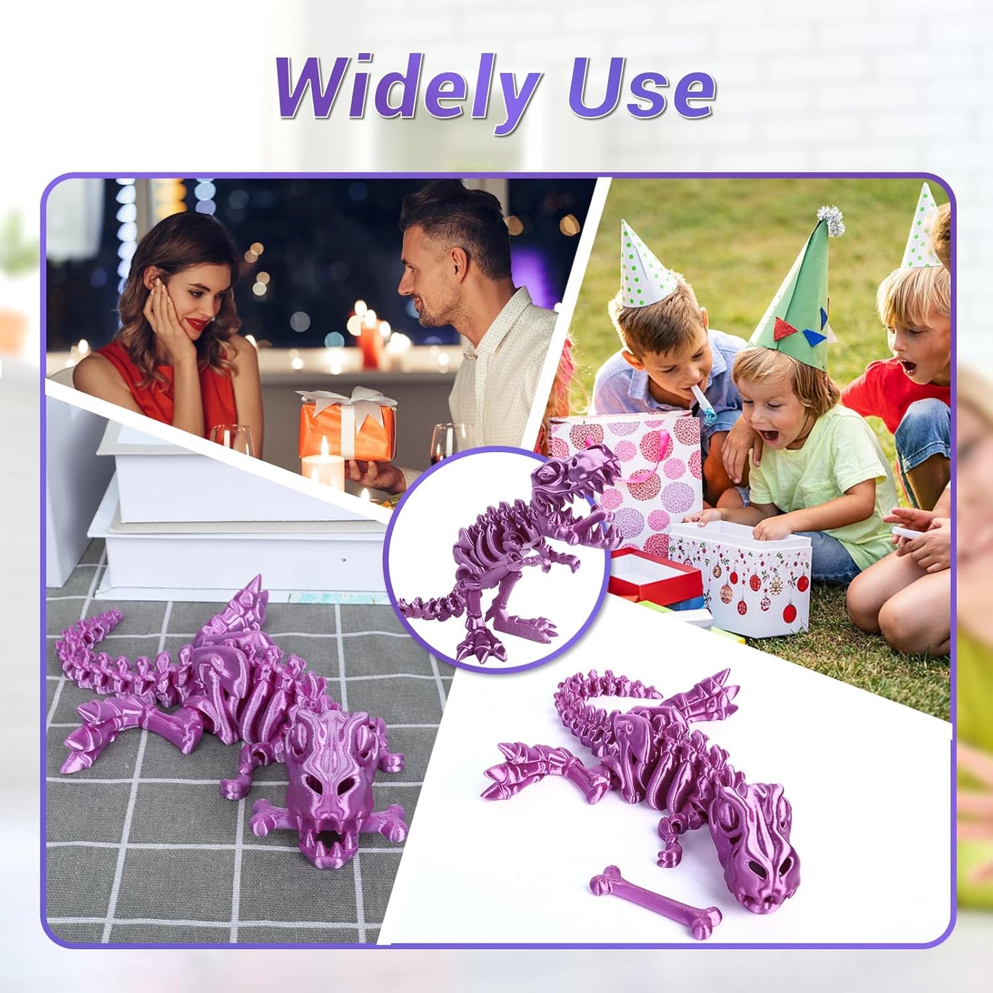 3D Printed Dinosaur Bone Skeleton Tyrannosaurus Rex with Movable Jaw Fidget Dinosaur Toys Full Articulated Dinosaur Executive Desk Toys Home Office Decor