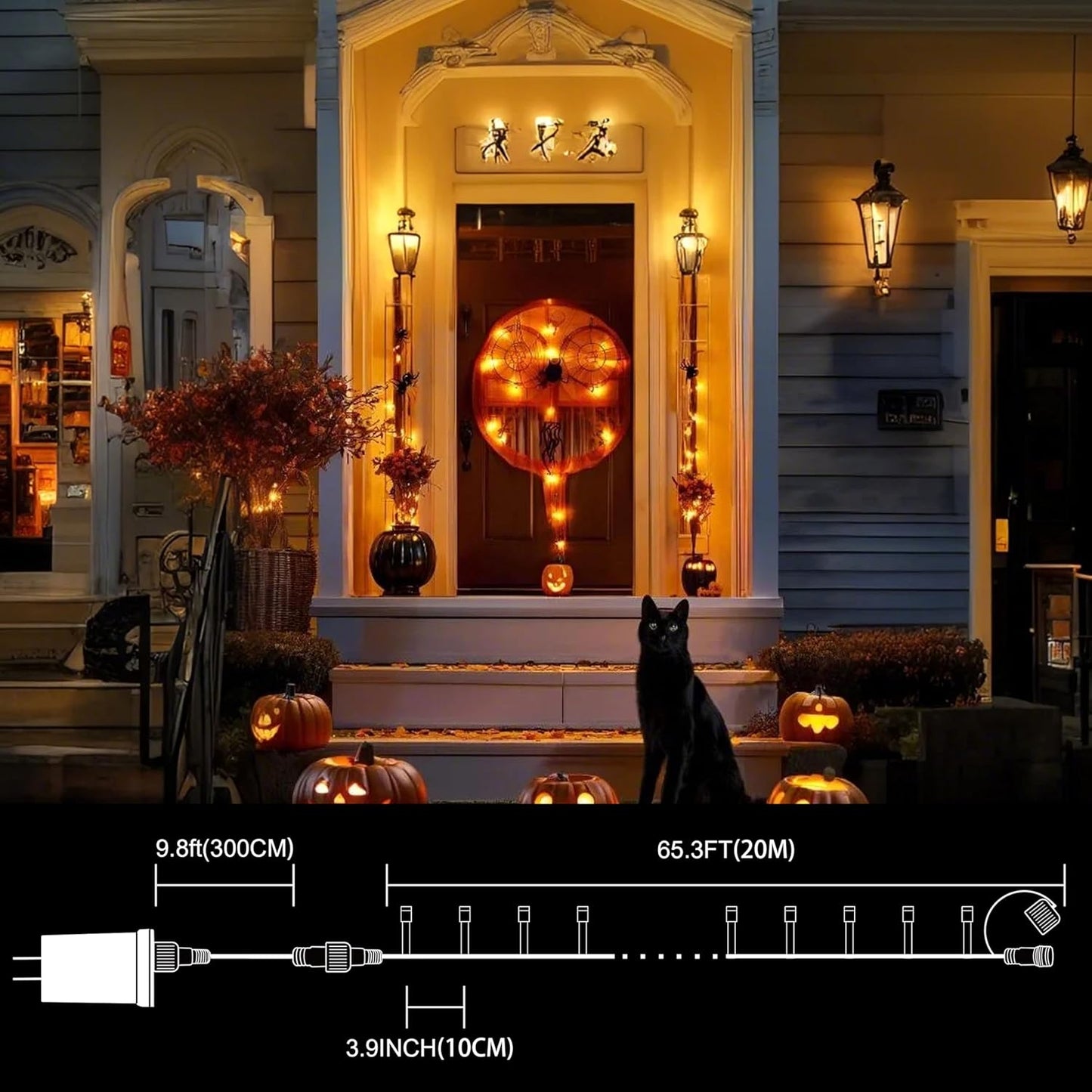 66FT Halloween Decorative Mini Lights, 200 LED Green Wire Fairy Starry String Lights Plug in, 11 Lighting Modes, for Halloween Decoration Outdoor Xmas Tree Party Decoration (Orange)