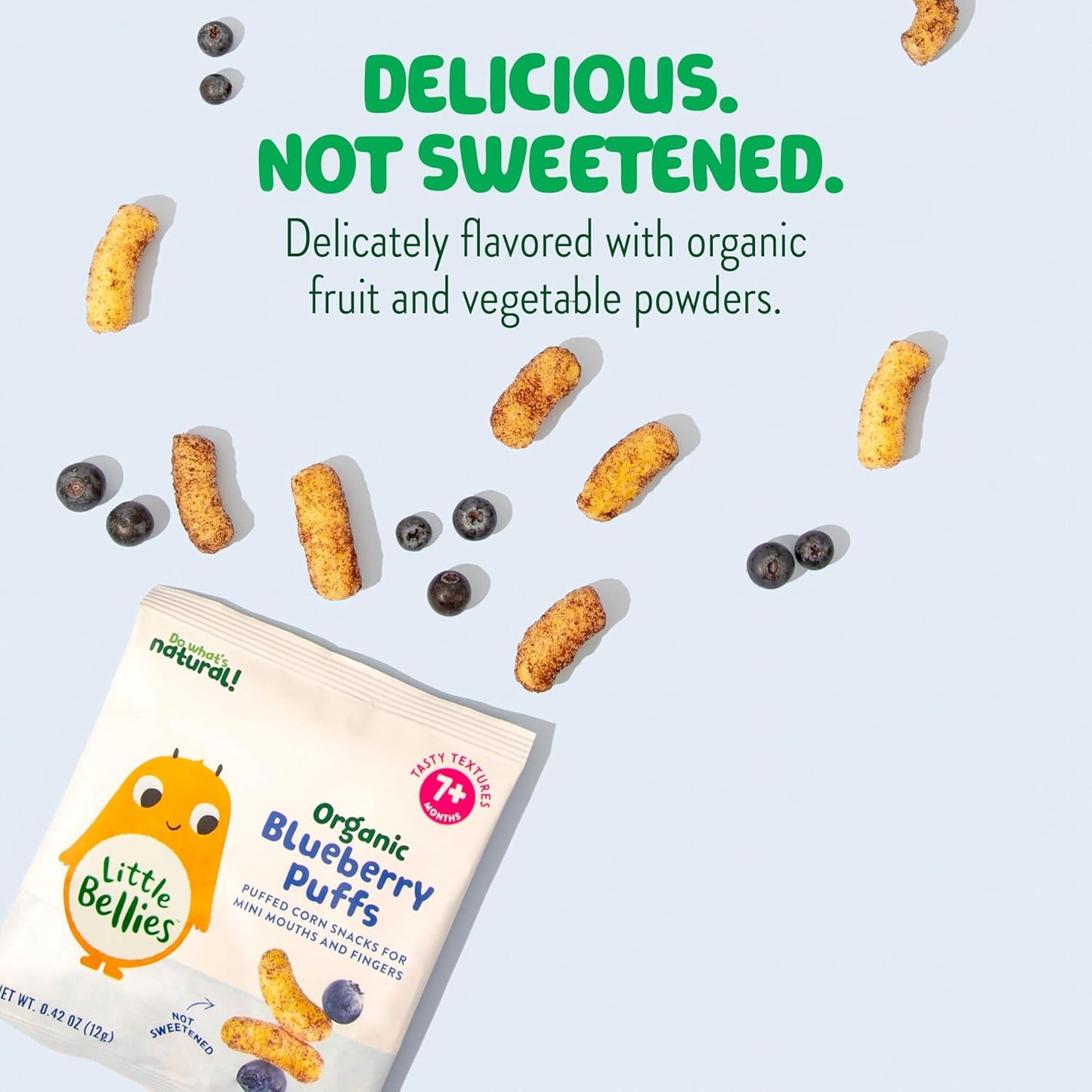 Little Bellies Organic Blueberry Puffs Baby Snack (Pack of 18 x 0.42 oz Individual Packs)