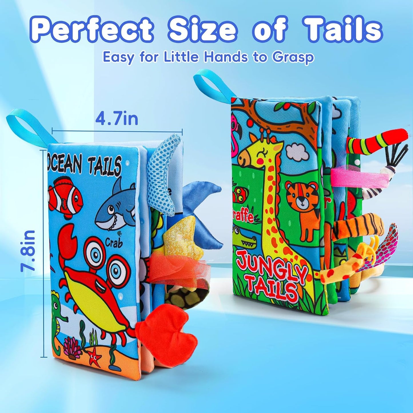 2PCS Baby Books 0-6 Months Tummy Time Infant Toys 0-3 Months High Contrast Baby Sensory Toys 3-6 6-12 Months Newborn Essentials Must Haves Crinkle Touch Feel Busy Soft Books for Babies Shower Gifts