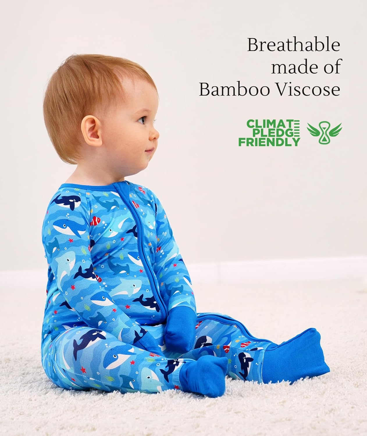 Baby One-Piece Romper Footless Bamboo Viscose Pajamas Sleepers for Baby Boys and Girls