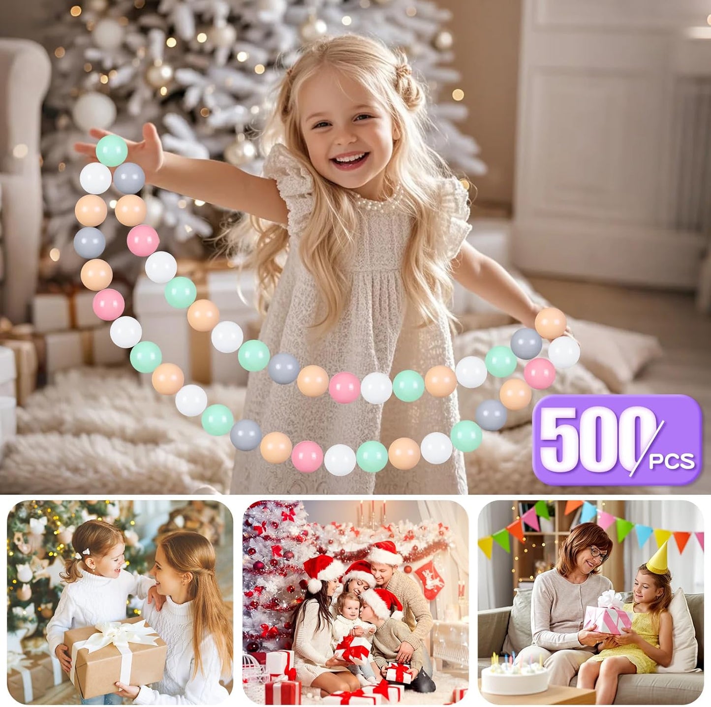 GOGOSO Balls for Ball Pit - Plastic Ball for Toddlers 1-3, Baby Kids Ball Pool Decoration 50 100 200 300 500 1000 (6 Colors, 500 Balls)