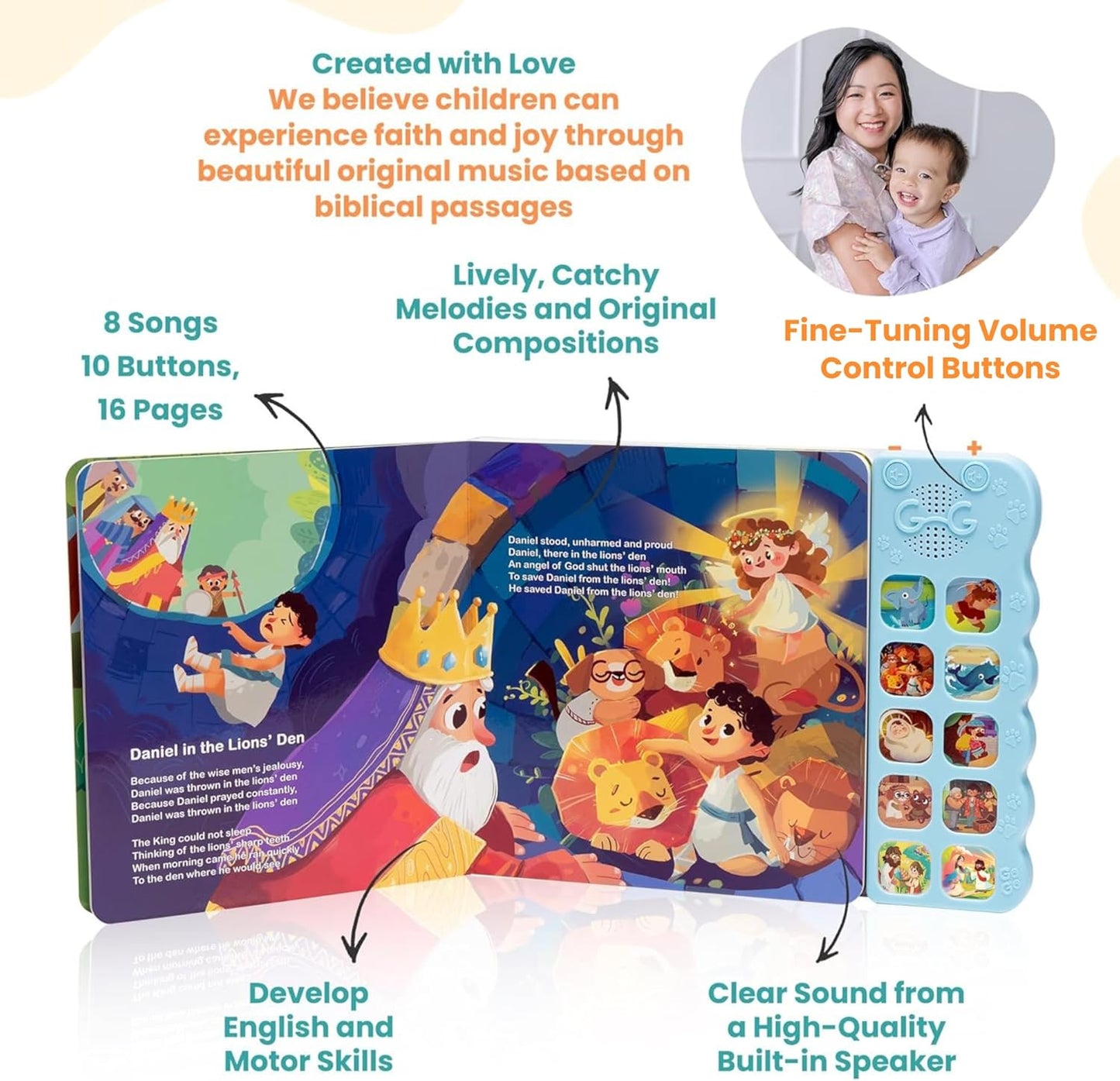 GO GO Bible Story Songs: 10 Toddler Songs, Christian Toys for Toddlers 3-5, Sound Books for Toddlers 1-3