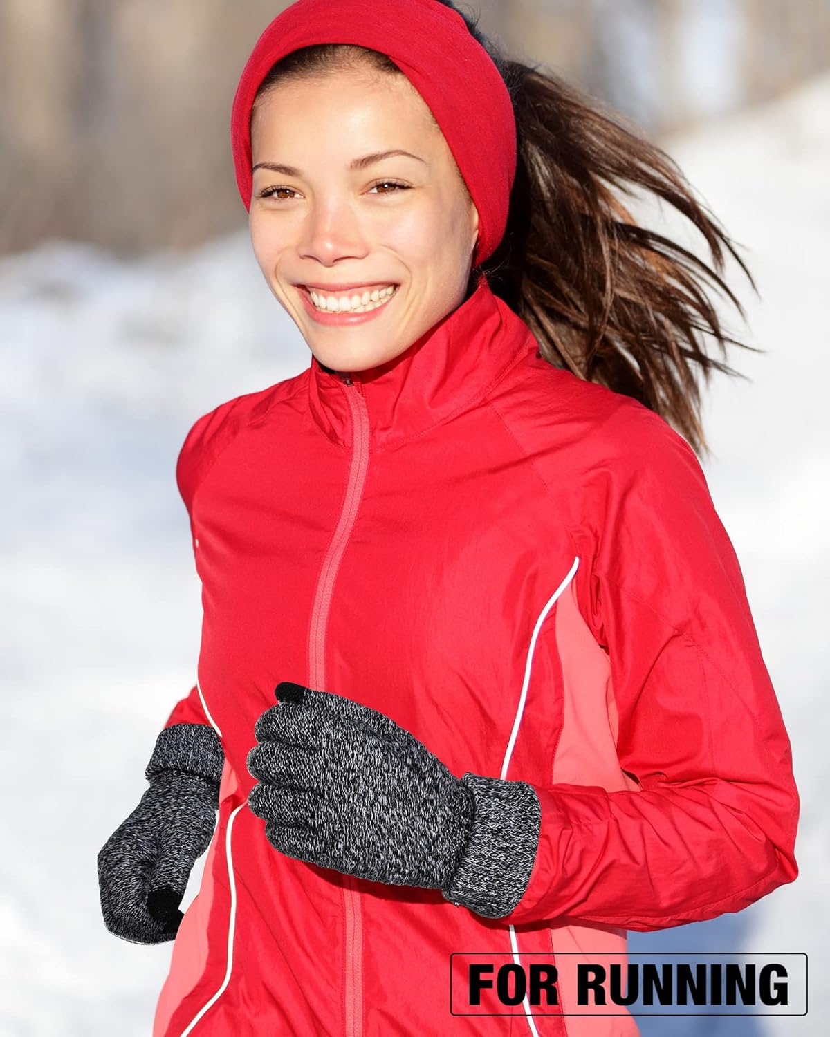 Geyoga 2 Pairs Women's Winter Touch Screen Gloves Soft Warm Fleece Lined Knit Elastic Cuff Winter Texting Gloves