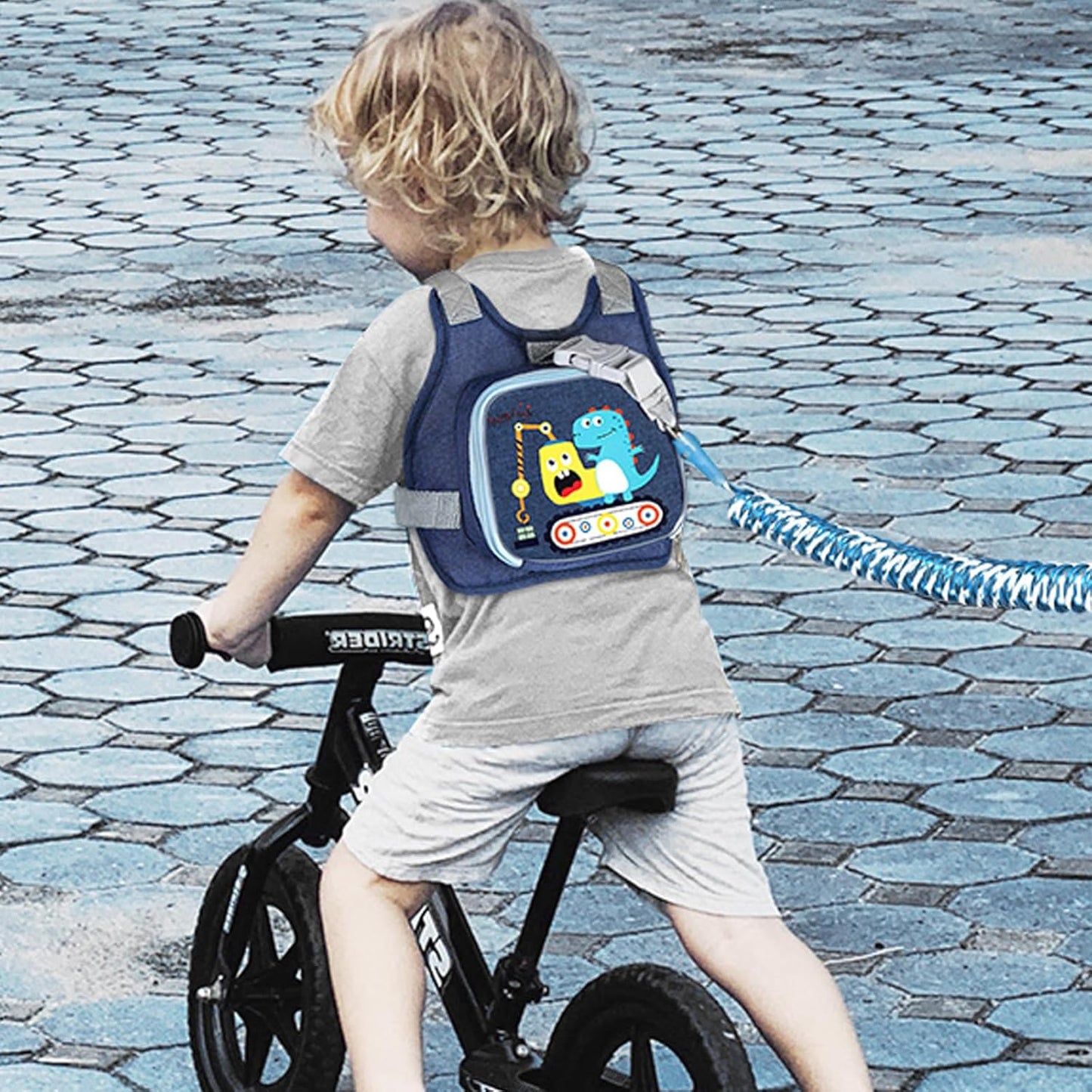 Accmor Toddler Harness Leash+ Reflective Anti Lost Wrist Link, Cute Dinosaur Kids Harness with Leash, Collapsible Child Leash Baby Boys Walking Wristband Assistant Strap Belt for Outdoor Travel