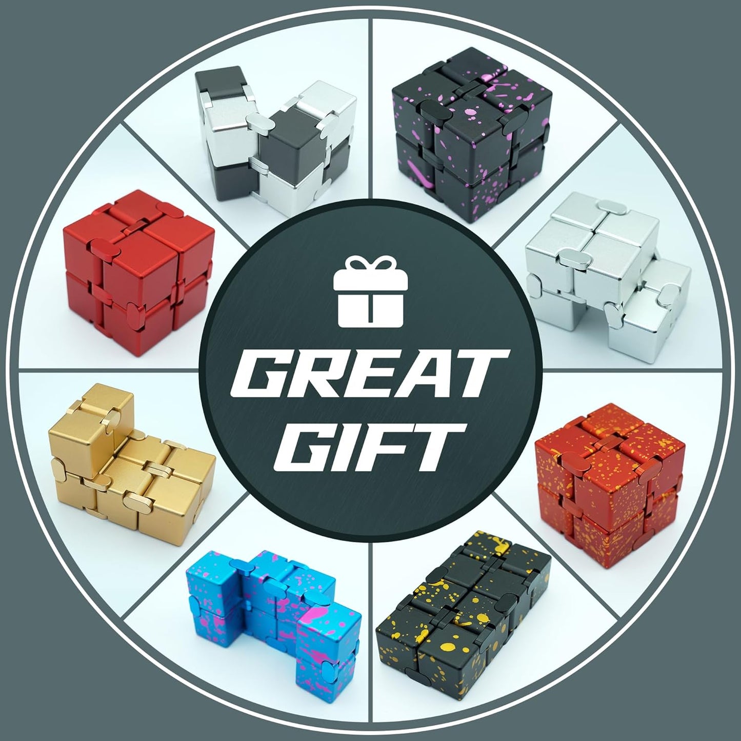 Easter Basket Stuffers, Infinity Cube Fidget Toys for Adults Kids Teens, Metal Fidget Toys, Anti Stress Relief Toys Fidget Blocks for Office Desk Toys (Black)