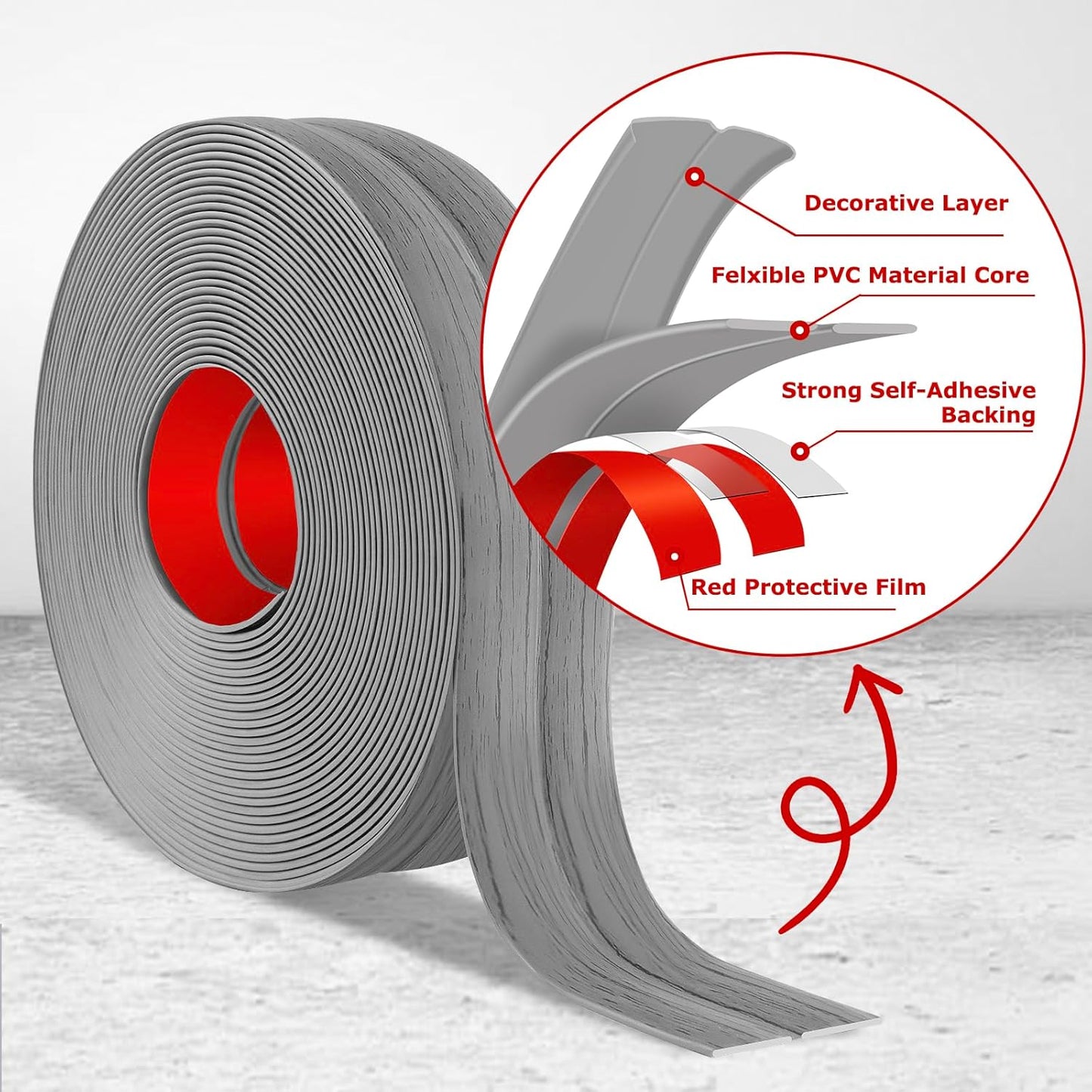 Flexible Wall Corner Protector Moulding Trim Peel and Stick Wall Corner Guards Edge Protector Self Adhesive Molding Trim Strip for Edge Ceiling (Light Gray Wood Grain, 0.8 in x 10 Ft)