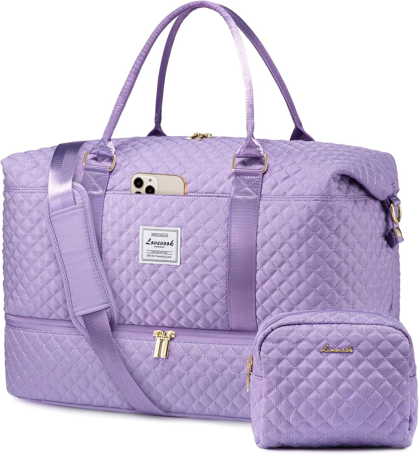 LOVEVOOK Travel Duffle Bag,Weekender Bags for Women with Shoe Compartment,Carry on Overnight Bag with Toiletry Bag,Gym Duffel Bag with Wet Pocket, Hospital Bags for Labor and Delivery