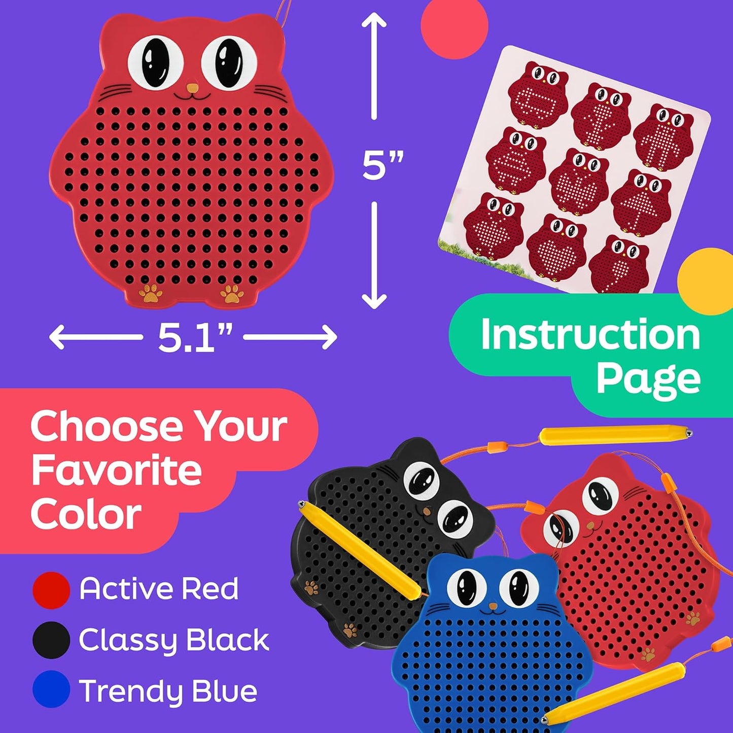 Magnetic Drawing Board for Kids & Toddlers with Beads and Magnet Stylus Pen - Magnetic Travel Toy for Airplane & Car Ride Activities for Kids