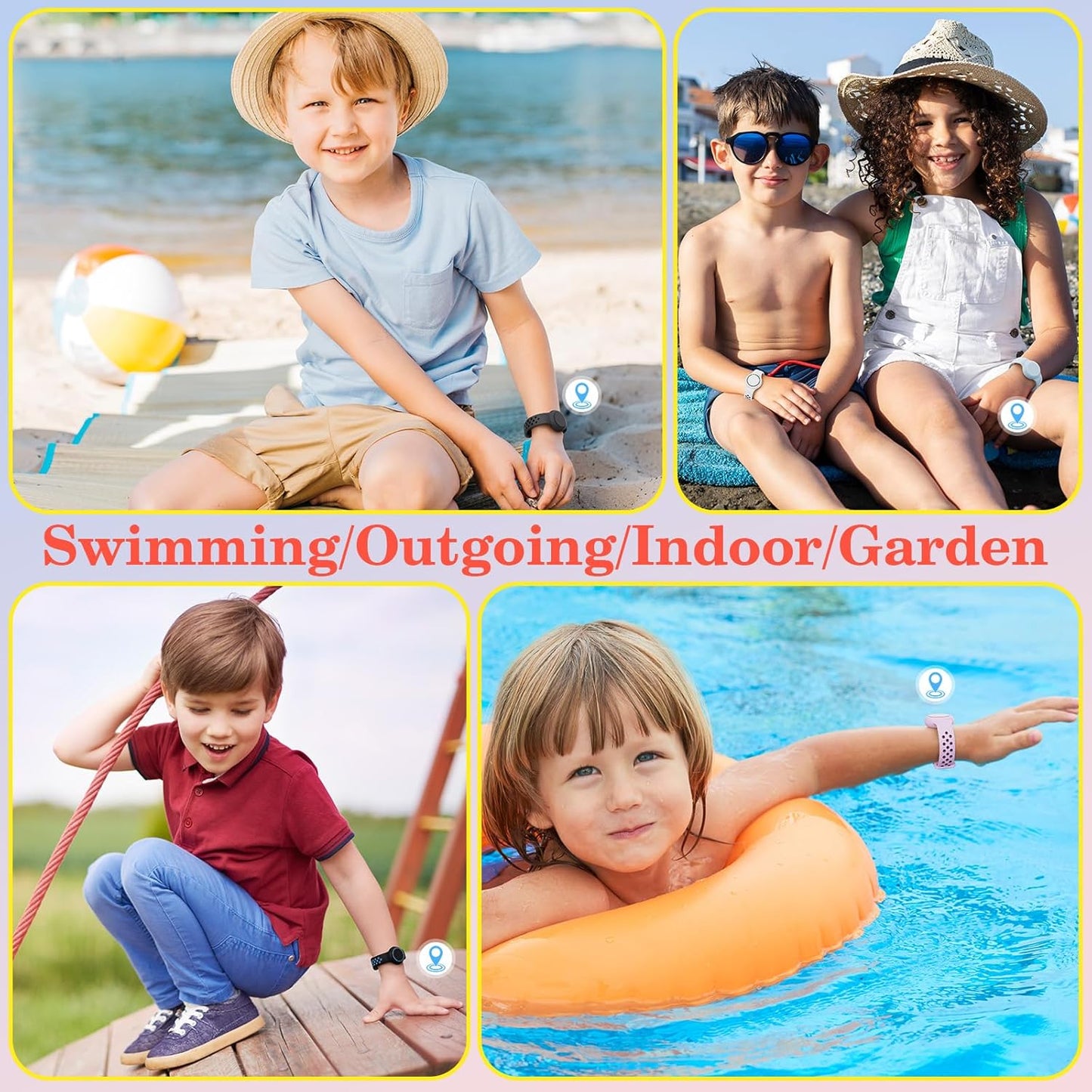 Waterproof Bracelets Compatible with AirTag for Kids, 2 Packs Silicone Holder with Hidden Cover Design Wristband Compatible with AirTag for Child, Breathable GPS Tracker Holder for Kids LBPO