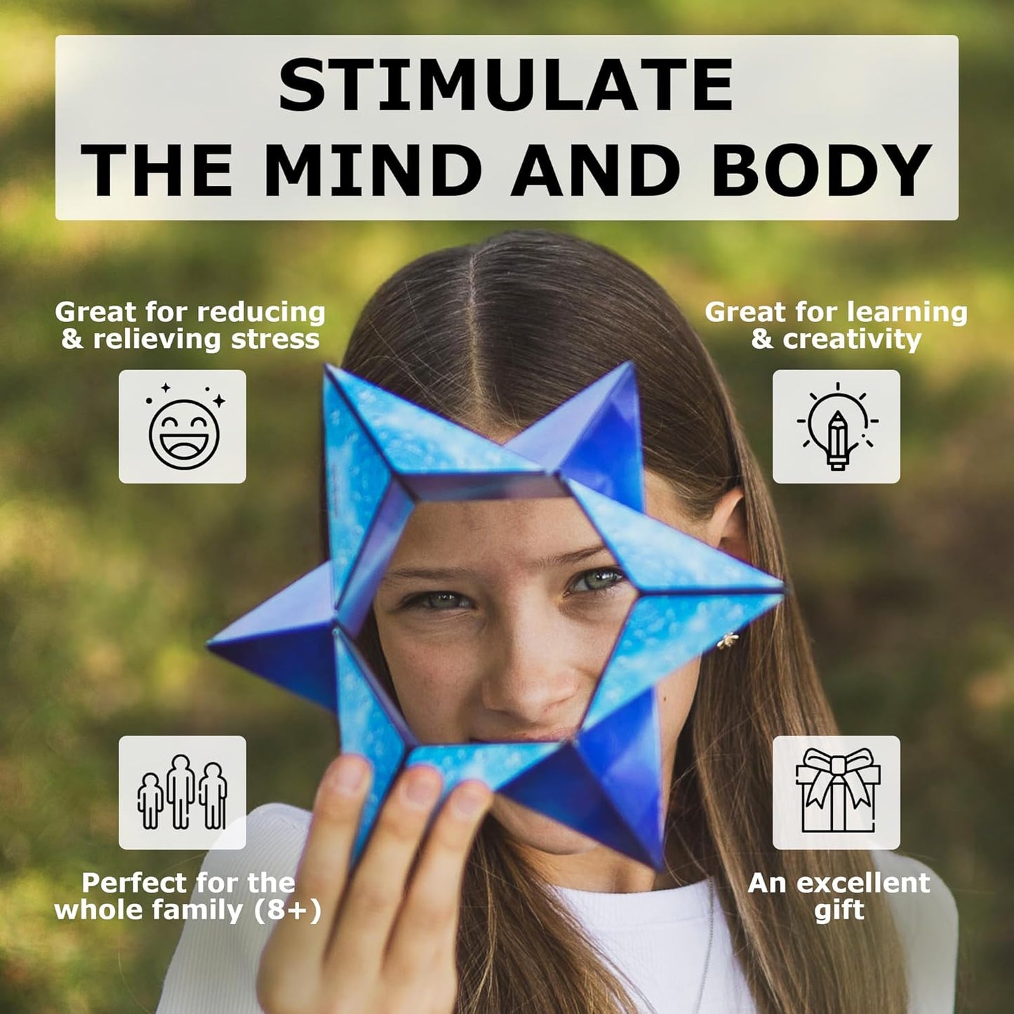 SHASHIBO Shape Shifting Box - Award-Winning, Patented Fidget Cube w/ 36 Rare Earth Magnets - Transforms Into Over 70 Shapes, Download Fun in Motion Toys Mobile App (Holographic - Polar)