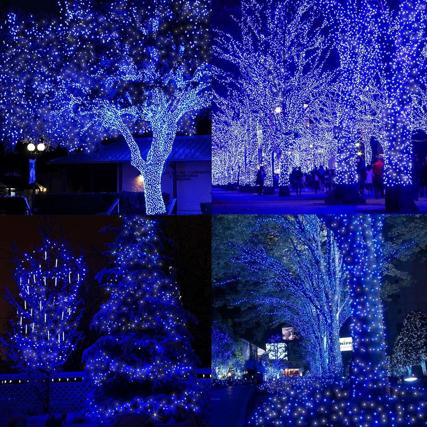 66ft Christmas Decorative Mini Lights, 200 LED Green Wire Fairy Starry String Lights Plug in, 16 Lighting Modes for Indoor Outdoor Xmas Tree Wedding Party Decoration (White +Blue)