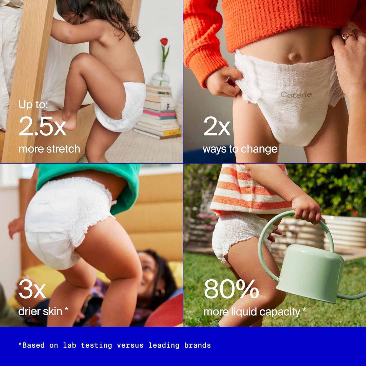 Coterie The Pant, Size 4, Pull Up Style Diapers for Sensitive Skin, Hypoallergenic, Super Absorbent Overnight Leak Protection, 2T/3T (20-32 lbs) 136 Count