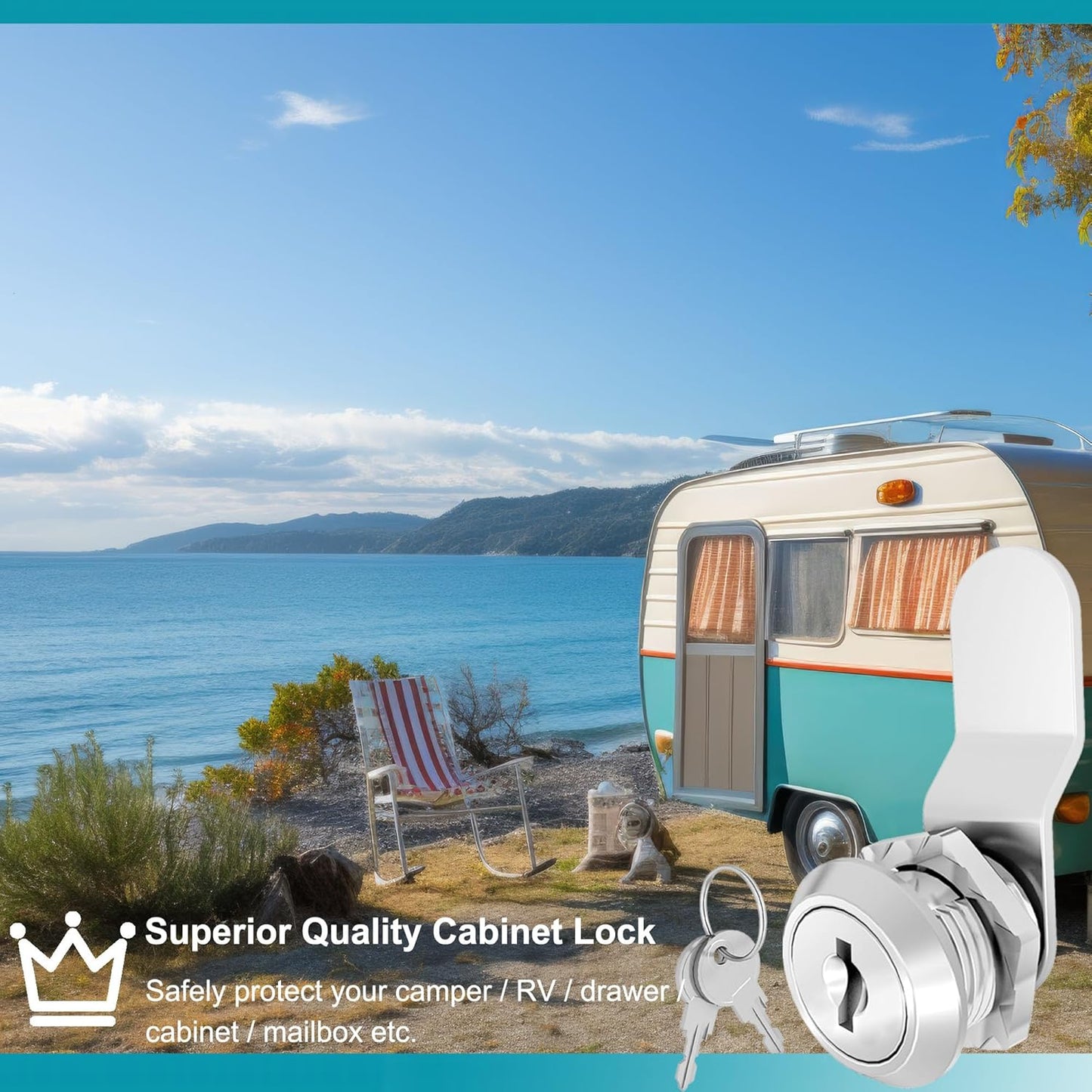 3 Pcs Cabinet Locks with Keys, 5/8 Inch Cam Lock Keyed Alike, RV Lock for RV Storage Door, Cabinets and Drawer, Toolbox Locks with Keys, Zinc Alloy