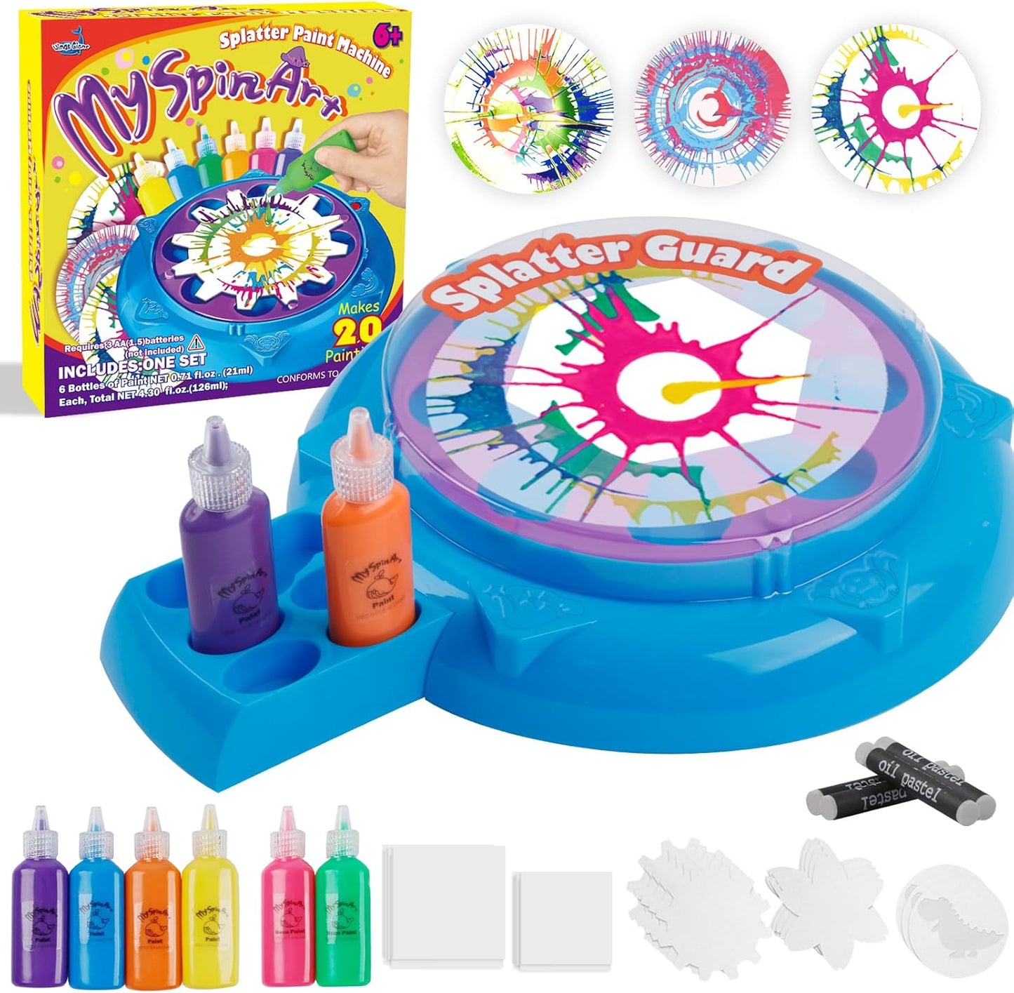 Wings Giant Paint Spin Art Machine Kit for Kids, Paint Spinner with Splatter Guard, Thicker Painting Spinner Arts & Crafts Gifts for Birthday, Toys Kits Set for Boys Girls Ages 6 7 8 9 10