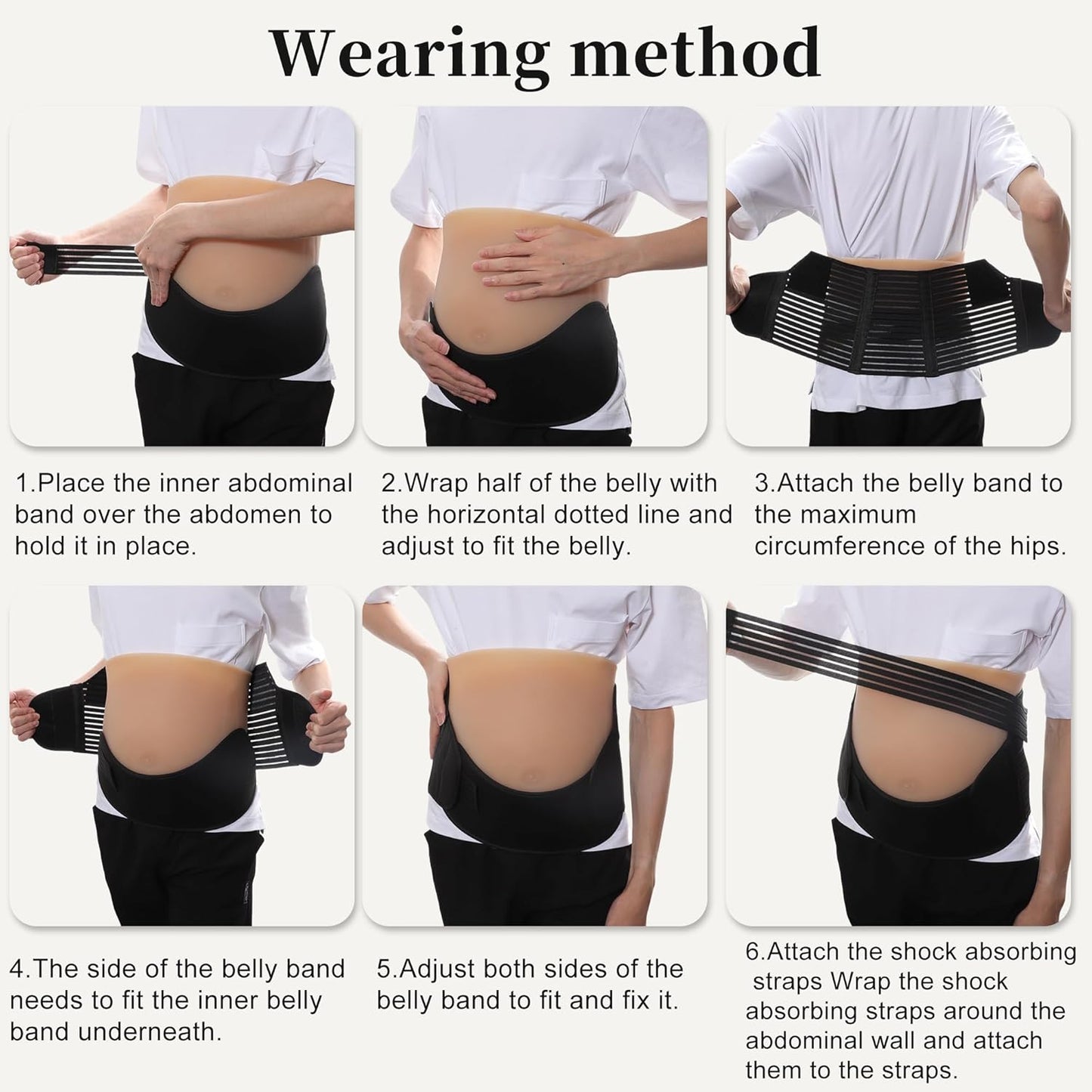 Pregnancy Belly Band, Breathable Belly Support Brace, Pregnancy Support Belt, Lightweight Abdominal Binder, for Abdomen, Pelvis, Black, X-Large, 1 Set