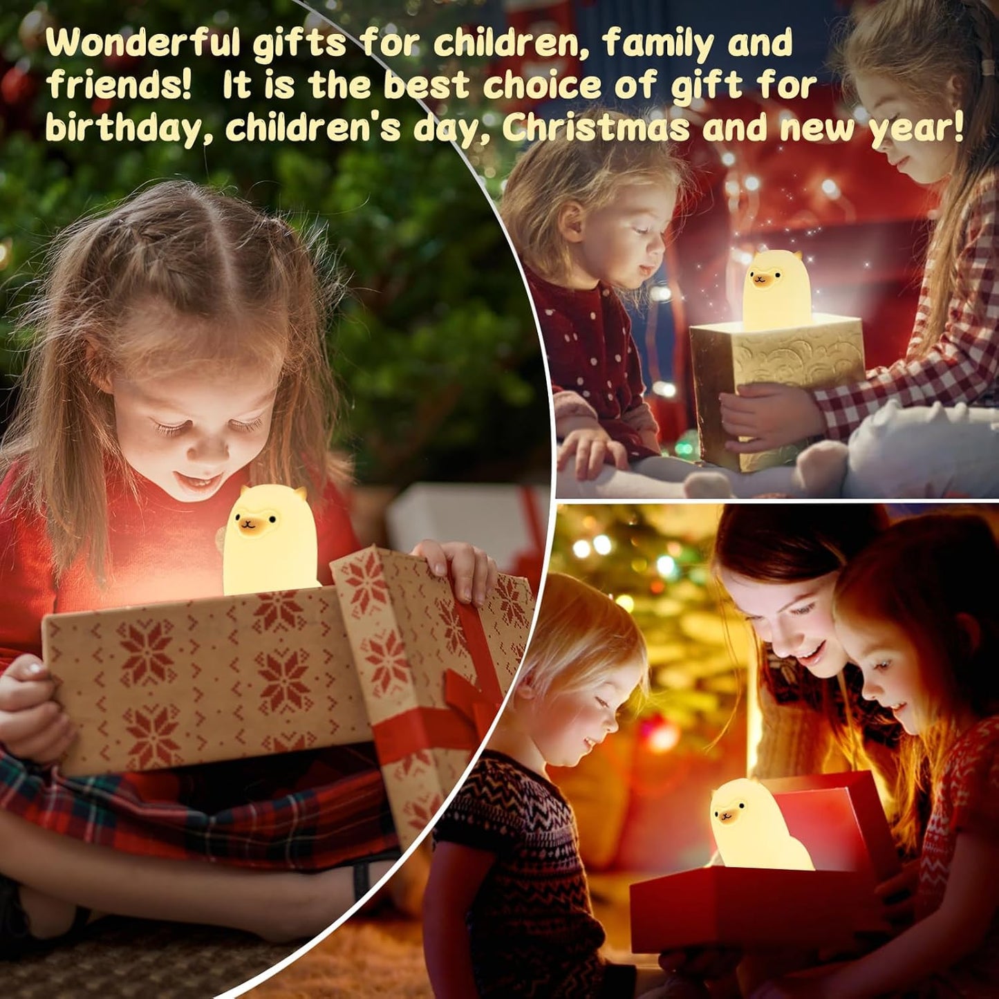 Tremdwoto Alpaca Night Light for Kids,7 Color Baby Nightlight with Touch Control & 1H Timer, Battery Operated Soft Animal Night Light for Nursery, Toddler Room Decor, Gift for Girls, Boys, Women