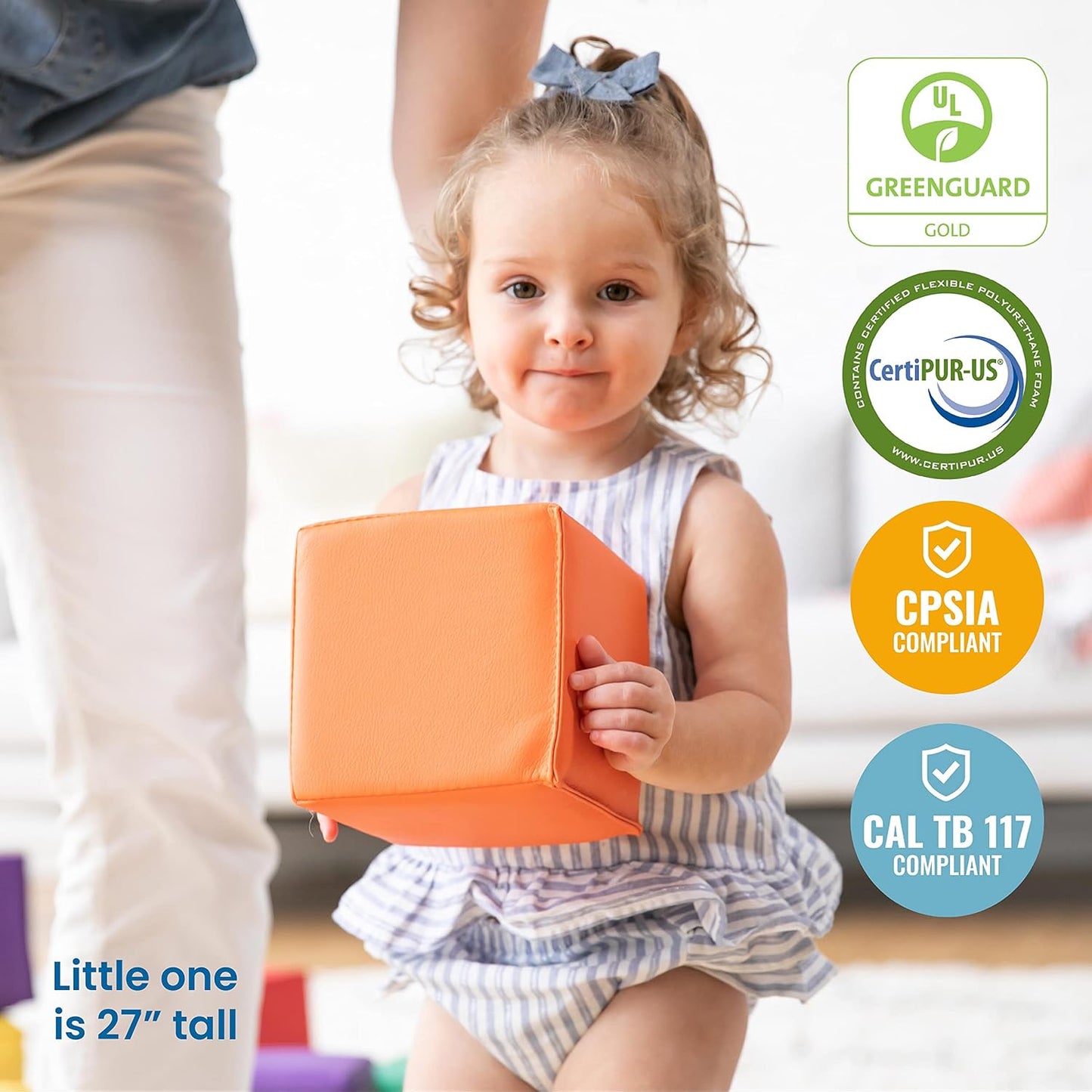 ECR4Kids SoftZone Patchwork Toddler Building Blocks, Foam Cubes, Assorted, 12-Piece