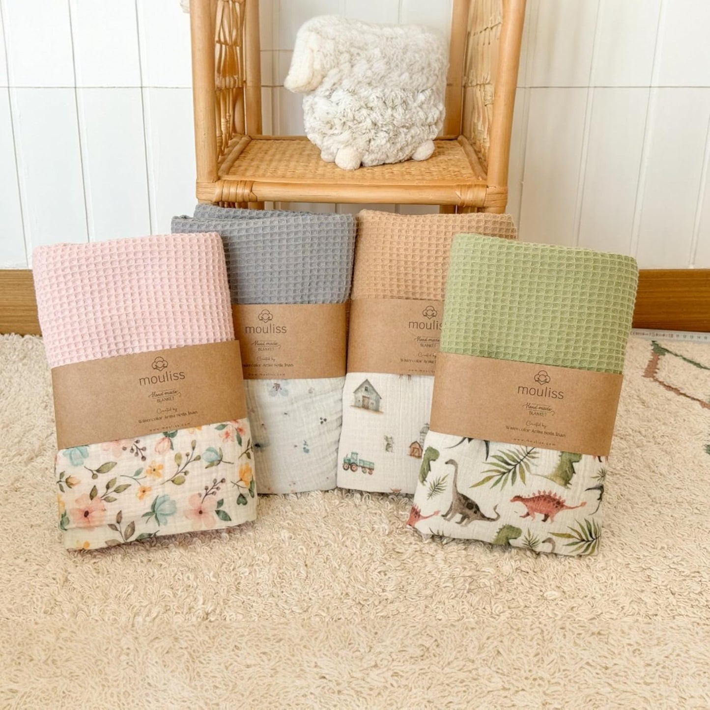 Personalized Baby Blanket with Name – Handmade 100% Organic Cotton Newborn Gift | Custom Knit Blanket for Boys, Girls, Kids & Baby Showers