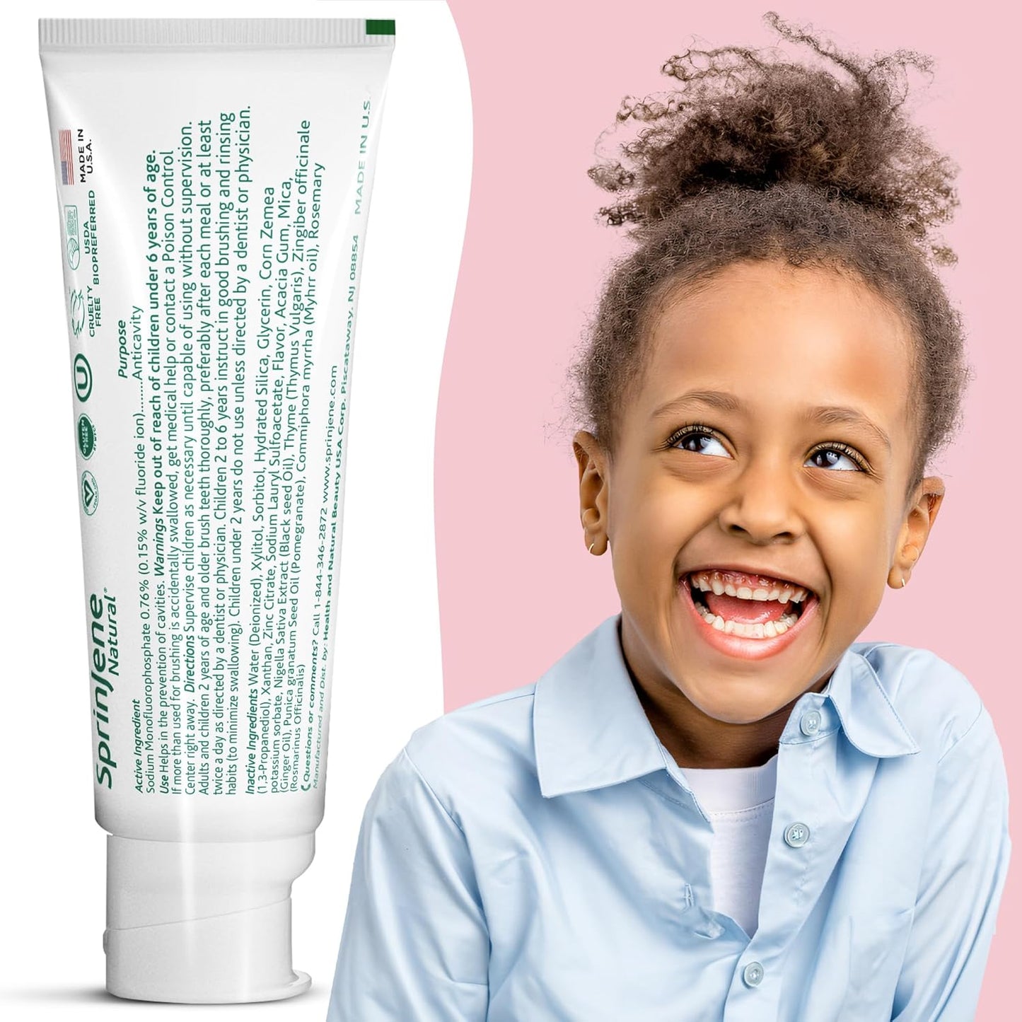 SprinJene Natural Kids Toothpaste, Strawberry | Natural Childrenโs Toothpaste | Fluoride Free Toothpaste for Toddlers | 2 Pack
