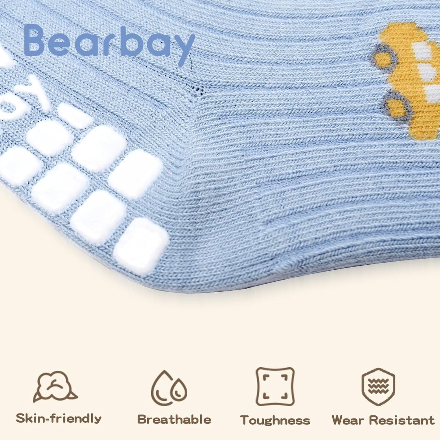 Baby Non Slip Ankle Socks with Grippers for 0 Months-7 Years Old Walking Socks