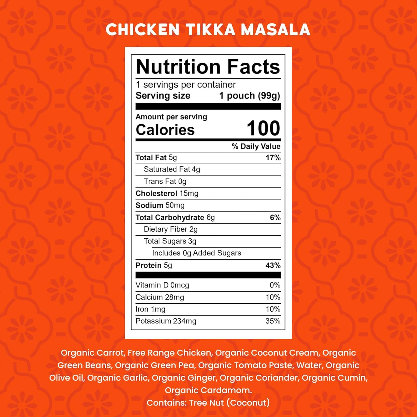Serenity Kids 6+ Months Chicken Tikka Masala Baby Food Puree Pouches - High Protein Ethically Sourced Chicken & Organic Veggies - BPA-Free Toddler Pouches - 3.5 Oz, 12 Pack