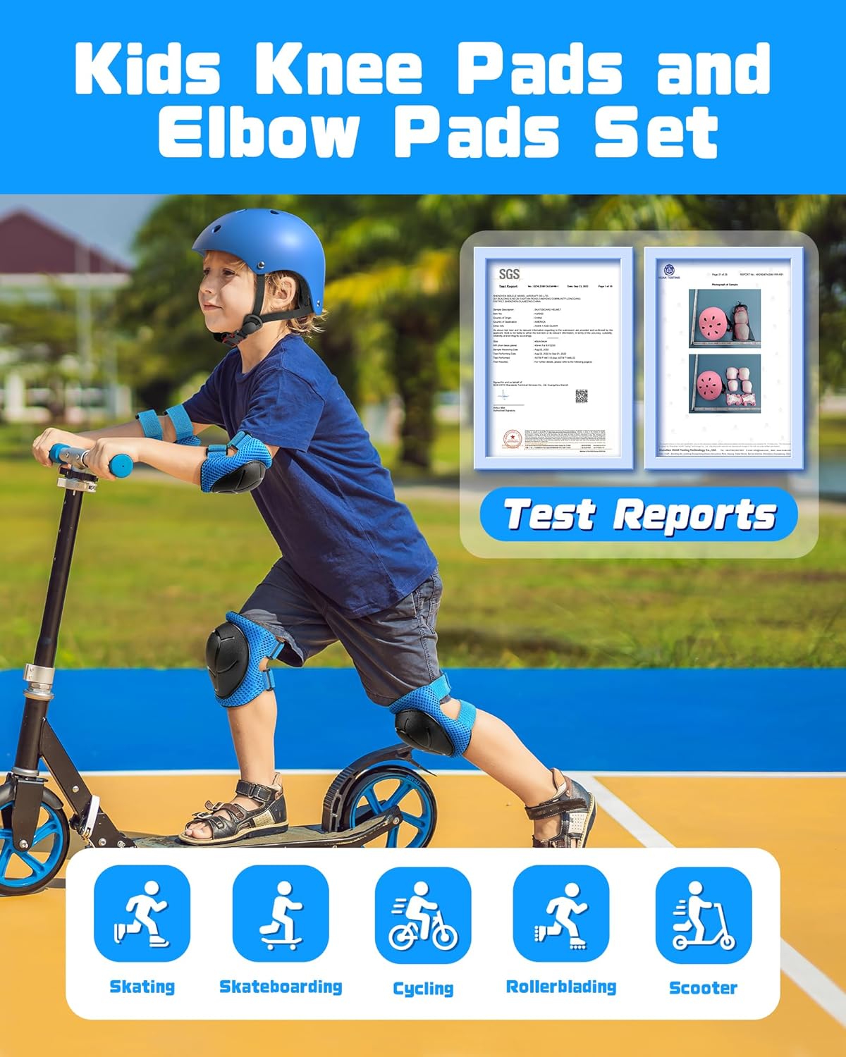 Kids Protective Gear Set, Knee and Elbow Pads with Wrist Guards for Ages 3-8 Year Toddler, 3 in 1 Enhanced Material Protective for Skating Cycling Bike Roller Scooter, Includes Organizer Bag