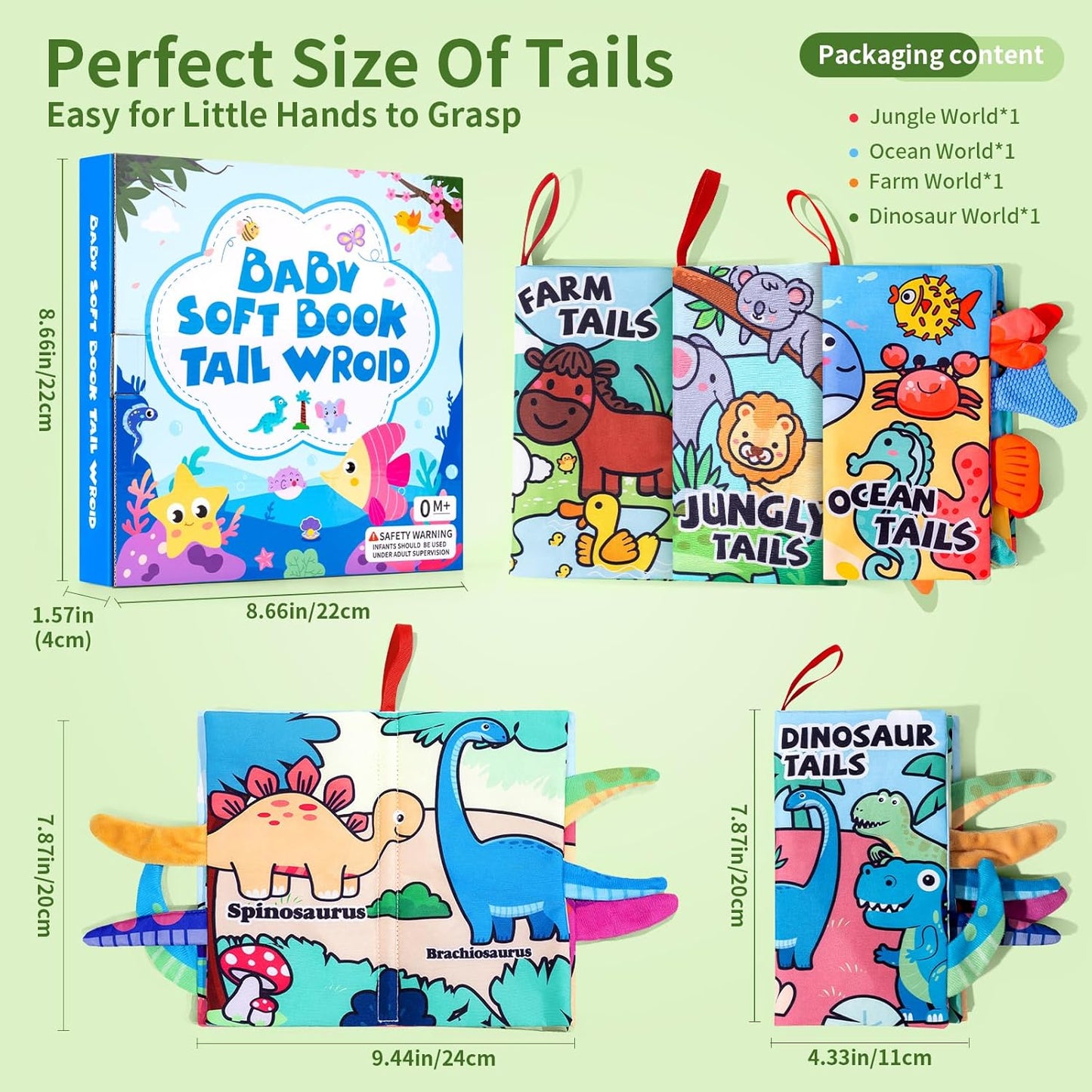 4 Pack Baby Books 0-6 Months, 4PCS Crinkle Books for Babies, Touch and Feel Sensory Books for Babies, Infant Toys 0-6 Months, Soft Fabric Toy Shower Gift, Baby Crinkle Book - 4 Pack Blue