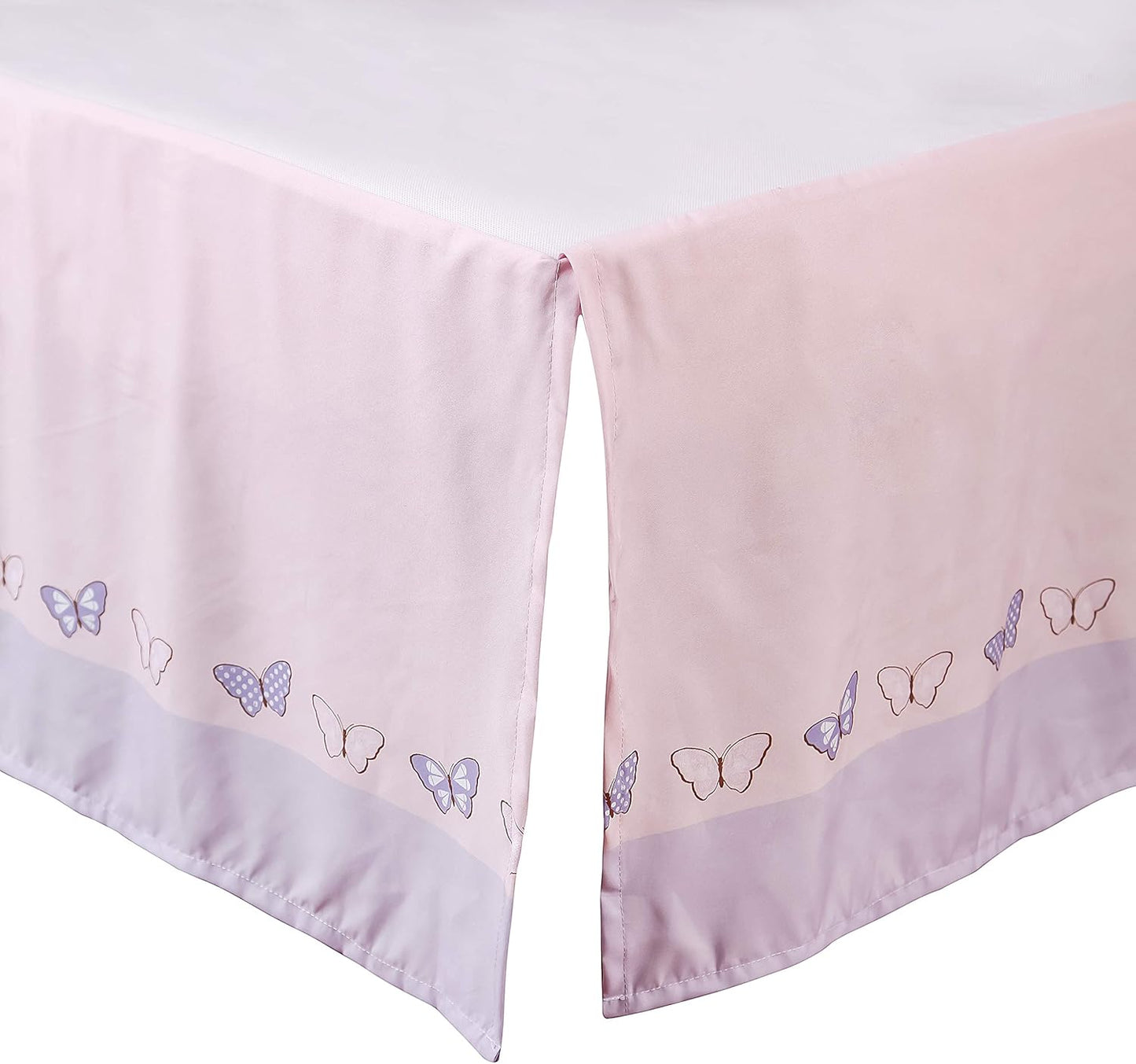 La Premura Baby Mini Crib Bedding Set for Girls, Pastel Purple Butterfly, 3 Piece Crib Set for Nursery Portable Crib, Purple and Pink